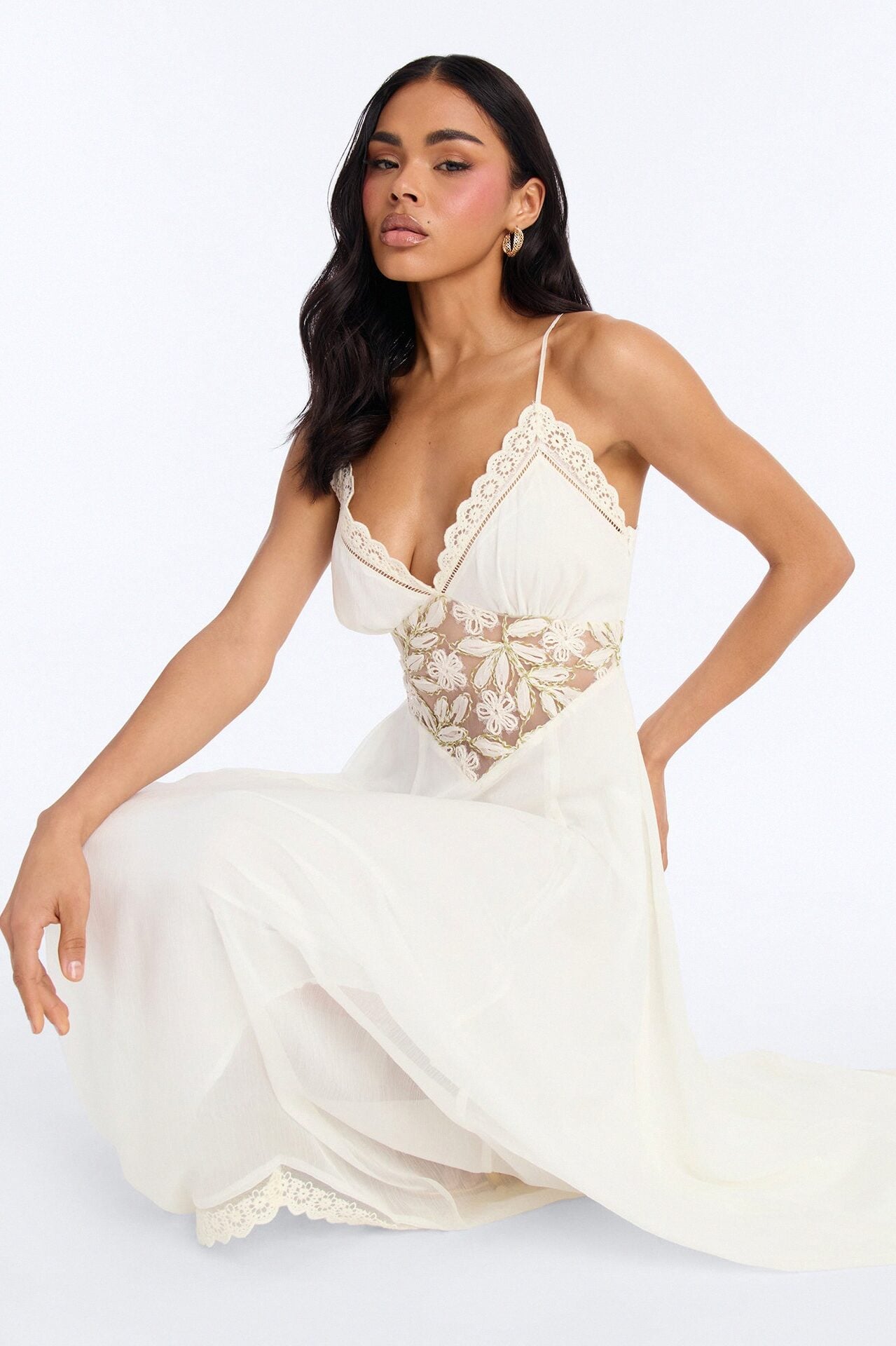Amela Chiffon Maxi Dress - Cream image 1