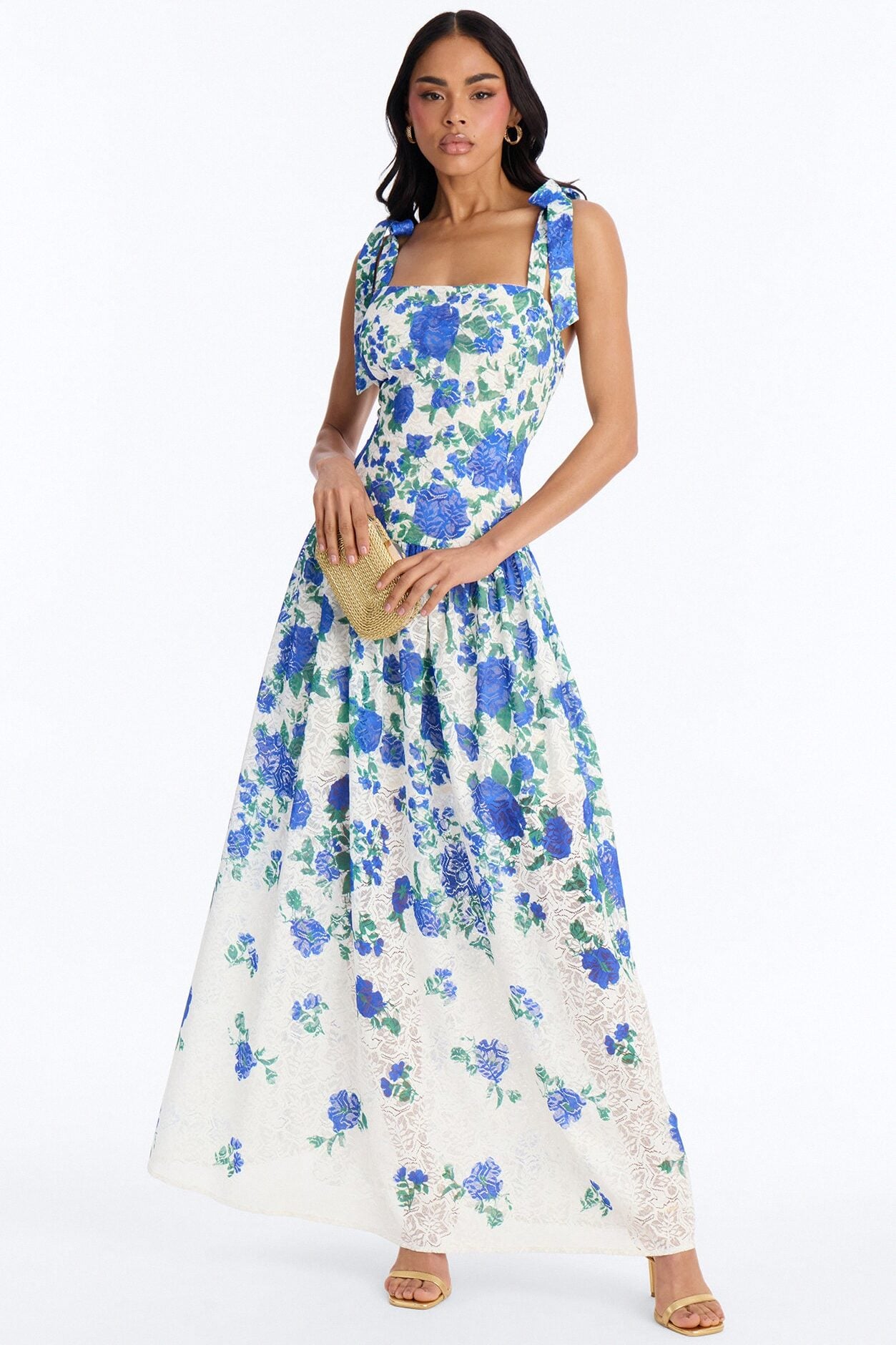Jessinta Floral Lace Maxi Dress - Blue/combo image 1