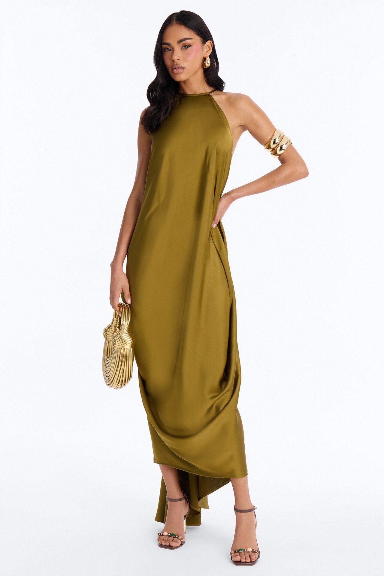 Elisa Draped Maxi Dress - Olive image 1