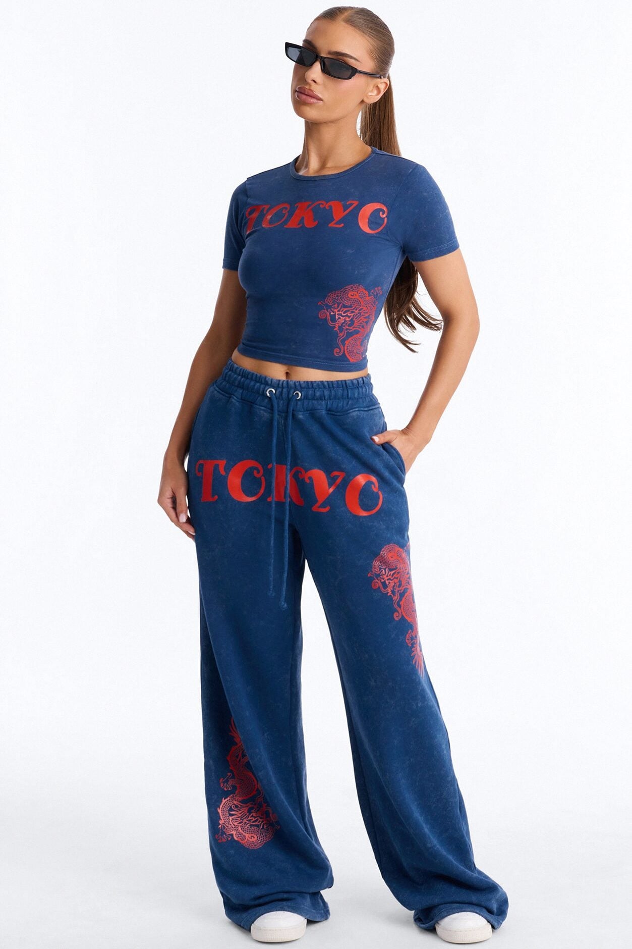 Tokyo Fleece Wide Leg Pant Set - Blue image 1