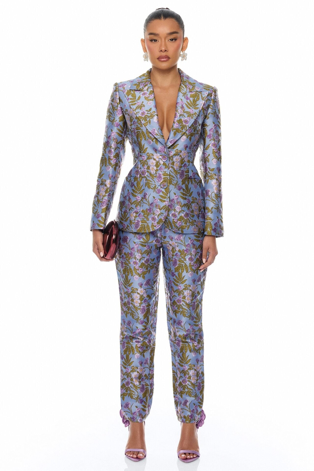 Emilee Jacquard Blazer Pant Set - Periwinkle image 1
