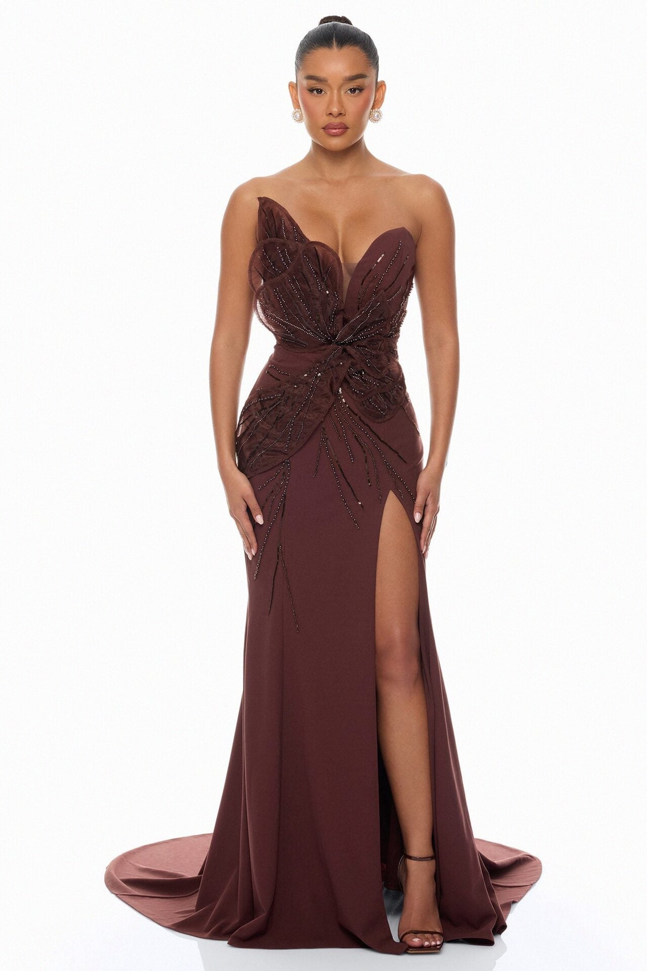 Katie Embellished Gown - Chocolate image 1