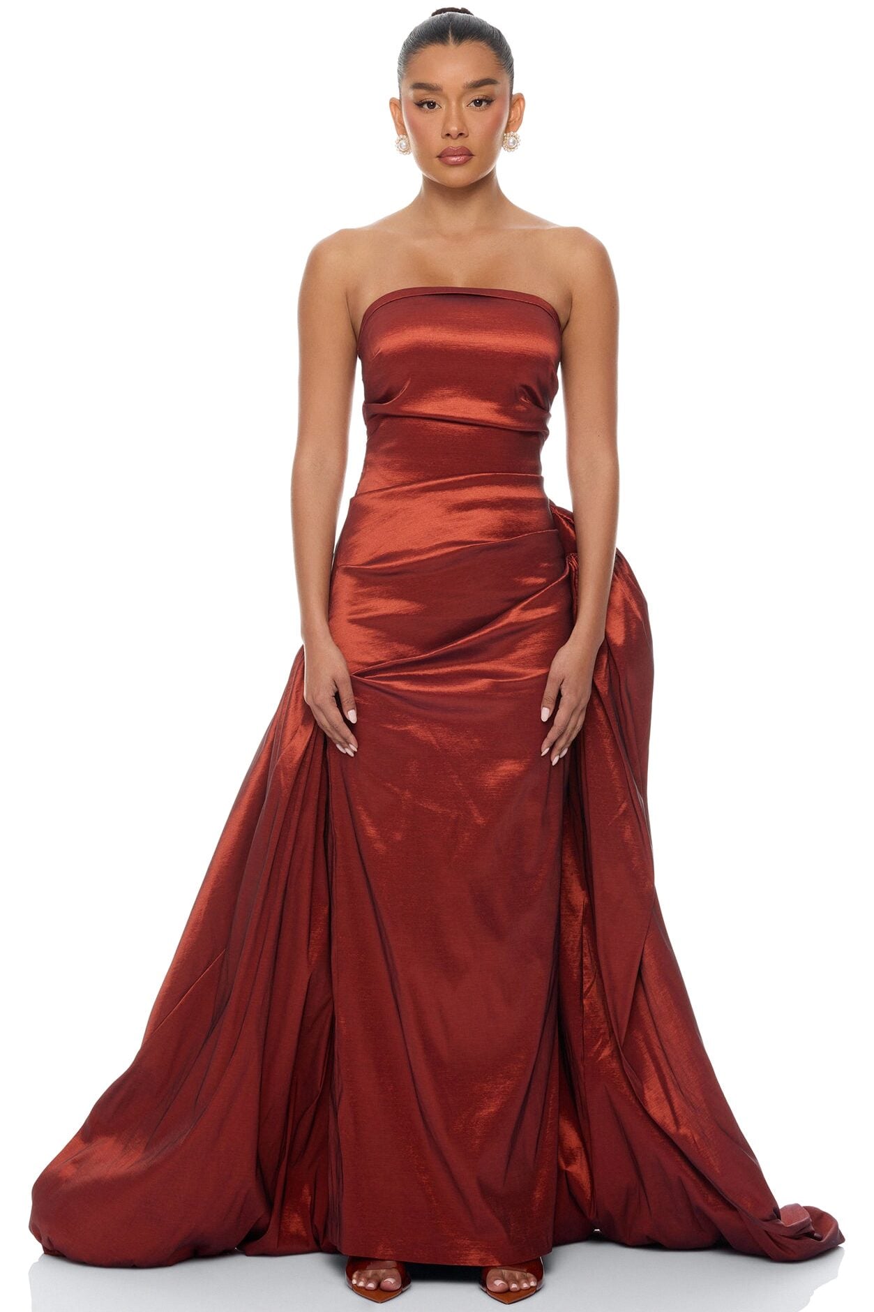 Evelina Bubble Taffeta Gown - Rust image 1