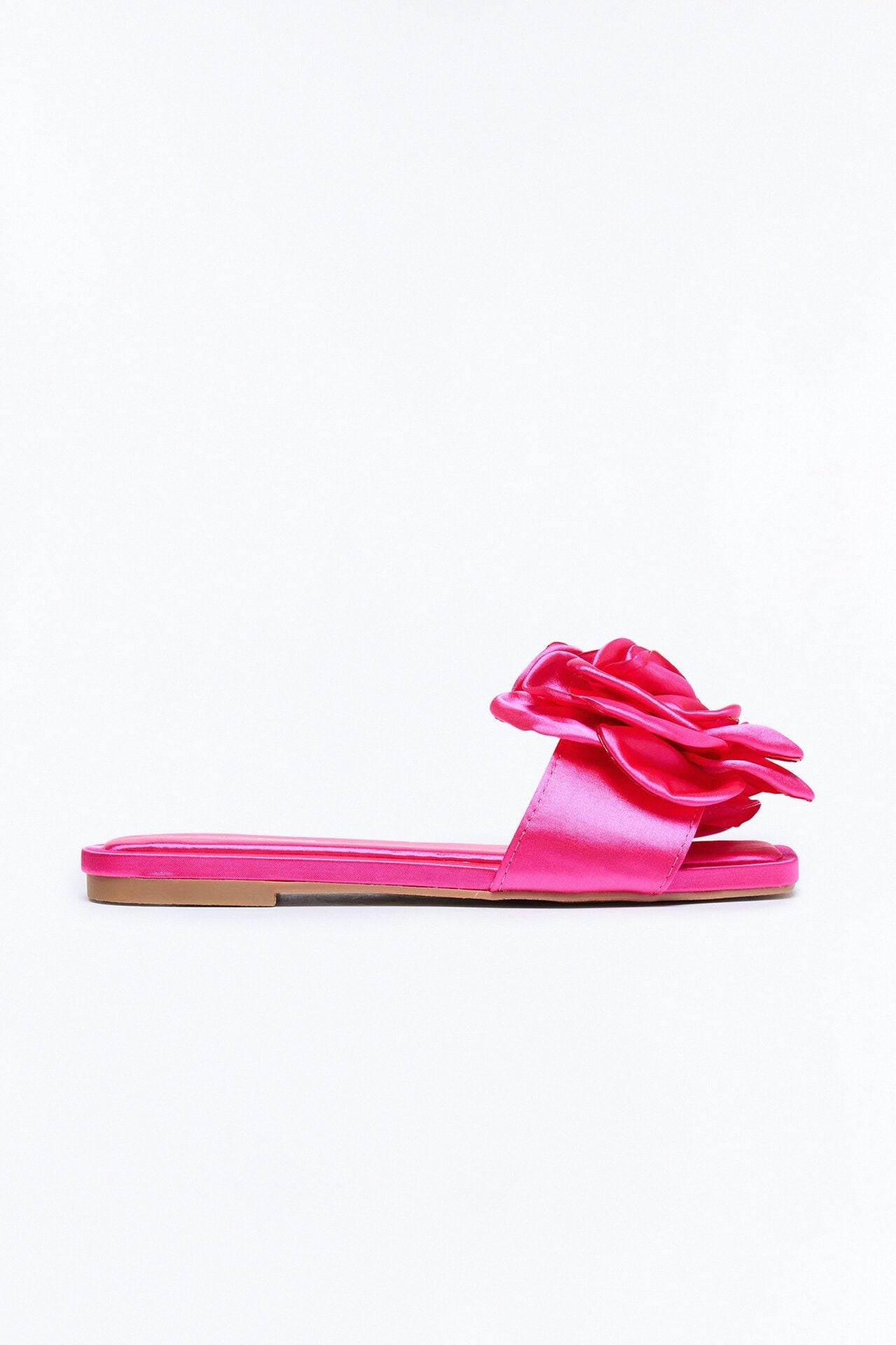 Verity Satin Flower Sandals - Hot Pink image 1