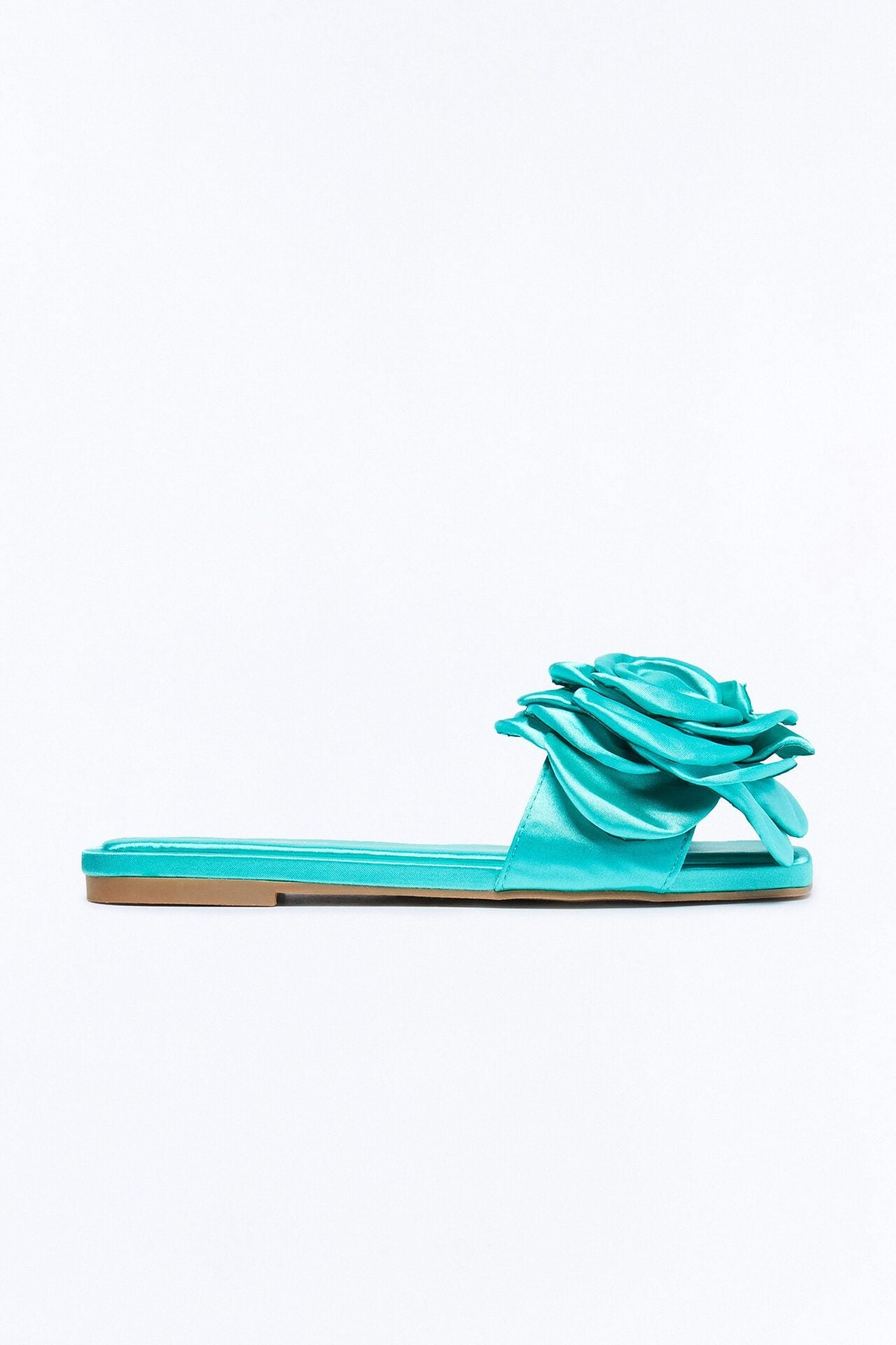 Verity Satin Flower Sandals - Turquoise image 1