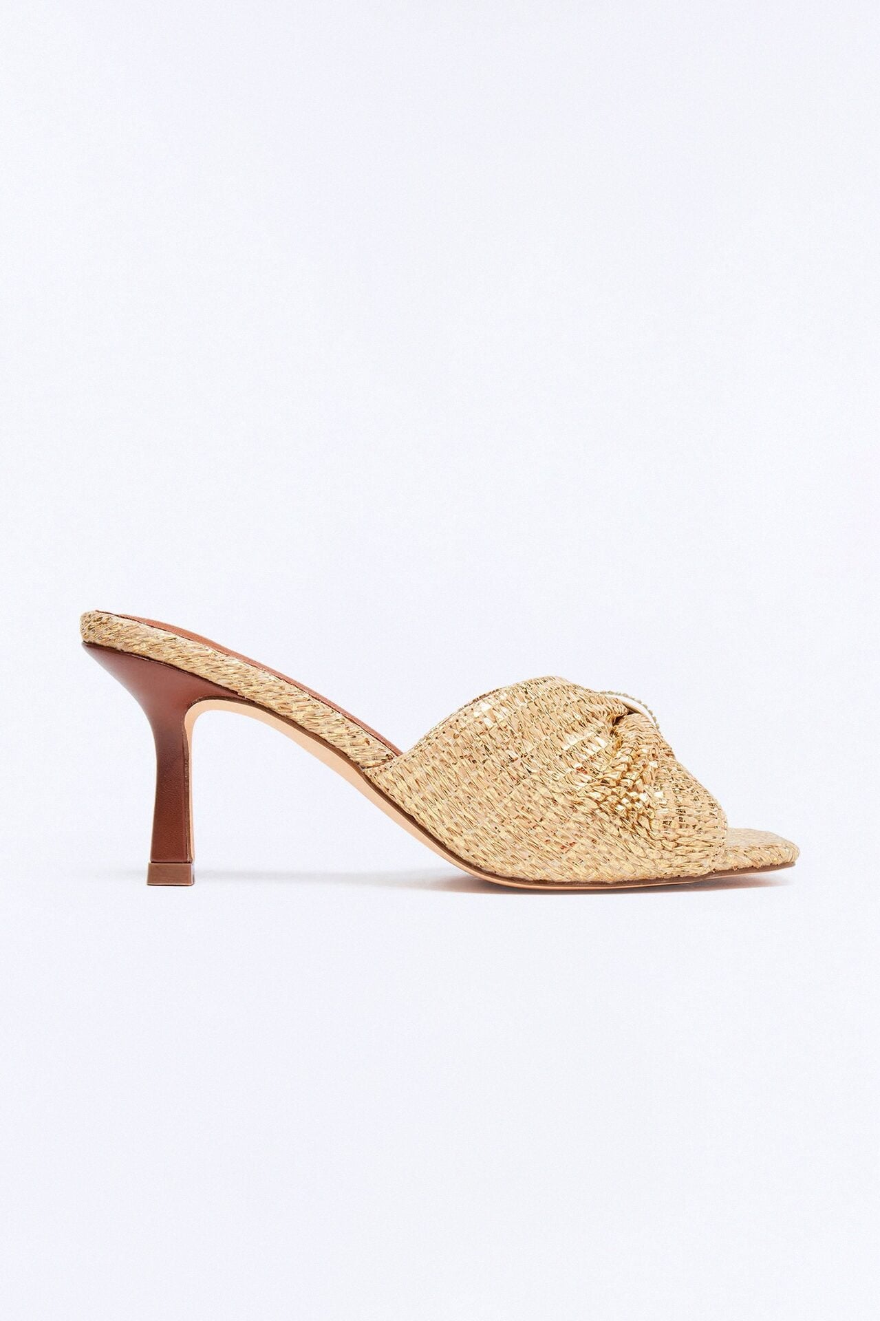 Caribbean Rhinestone Raffia Heels - Gold image 1