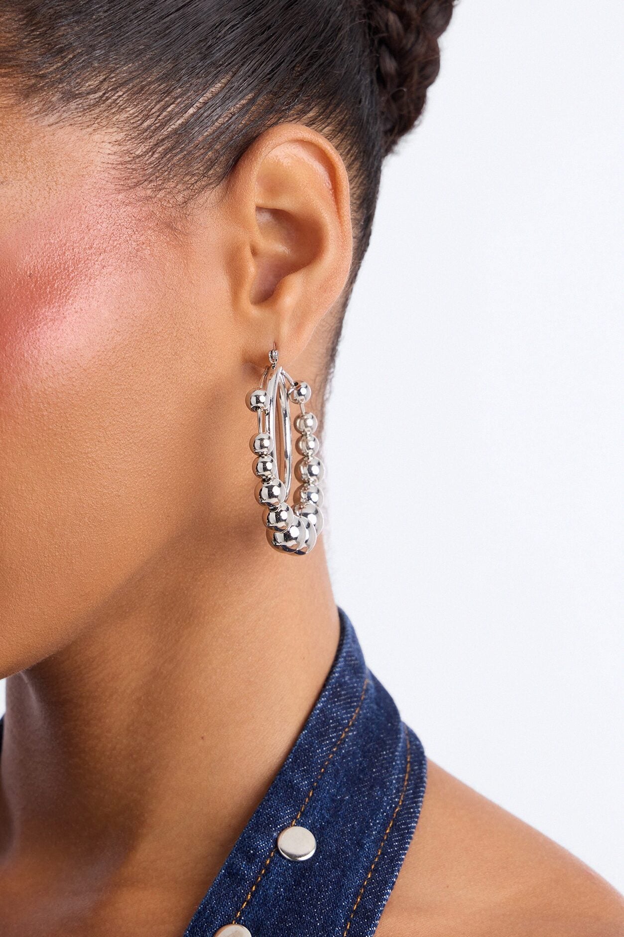 Misty Bubble Hoop Earrings - Silver image 1
