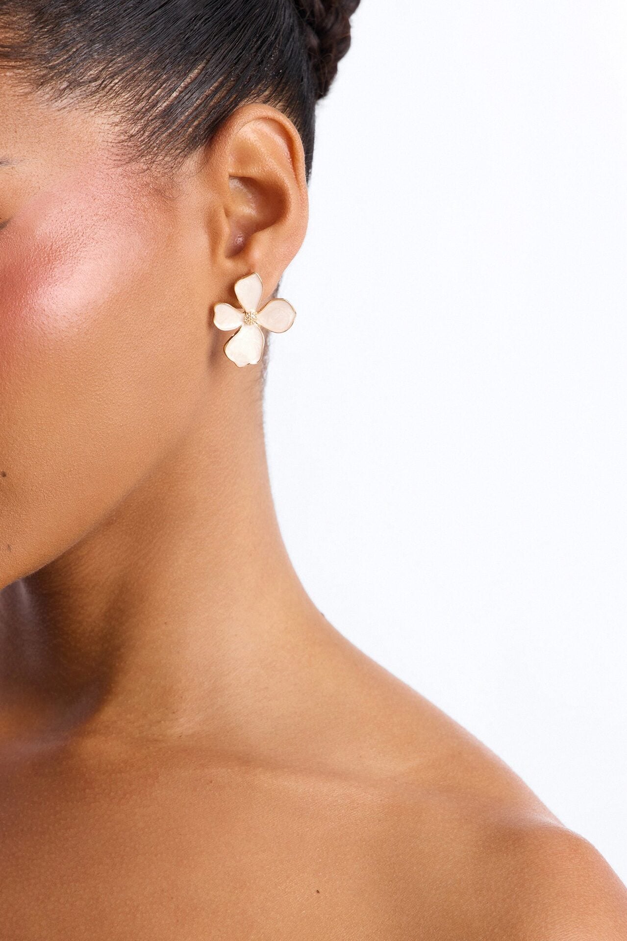 Flora Muse Earrings - White/Gold image 1