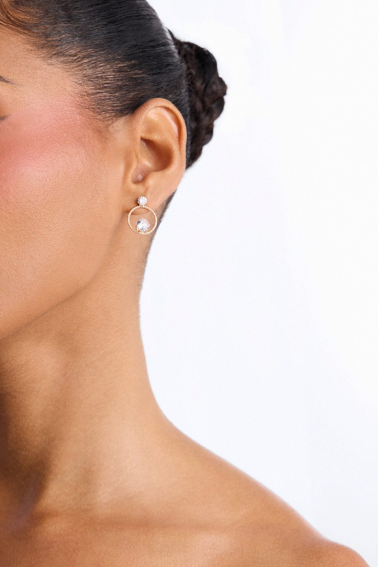 Hopeful Rhinestone Stud Earrings - Gold image 1