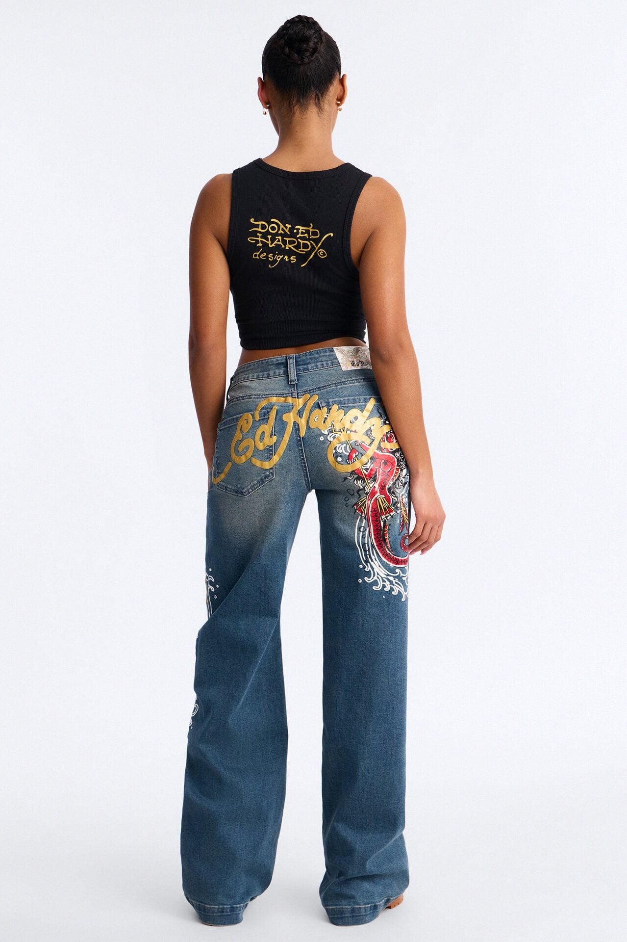 Ed Hardy Devil Mermaid Wide Leg Jeans - Vintage Wash image 1