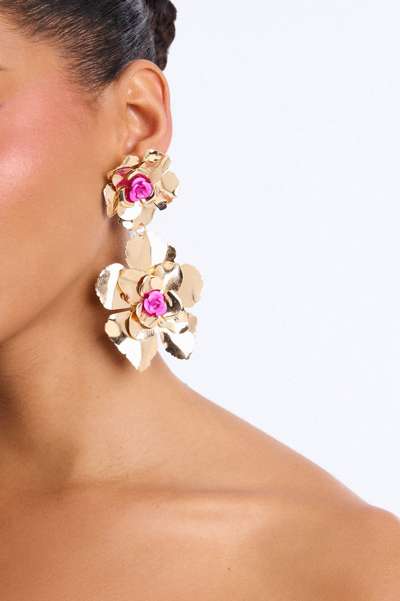 Smelling The Roses Drop Earrings - Gold image 1