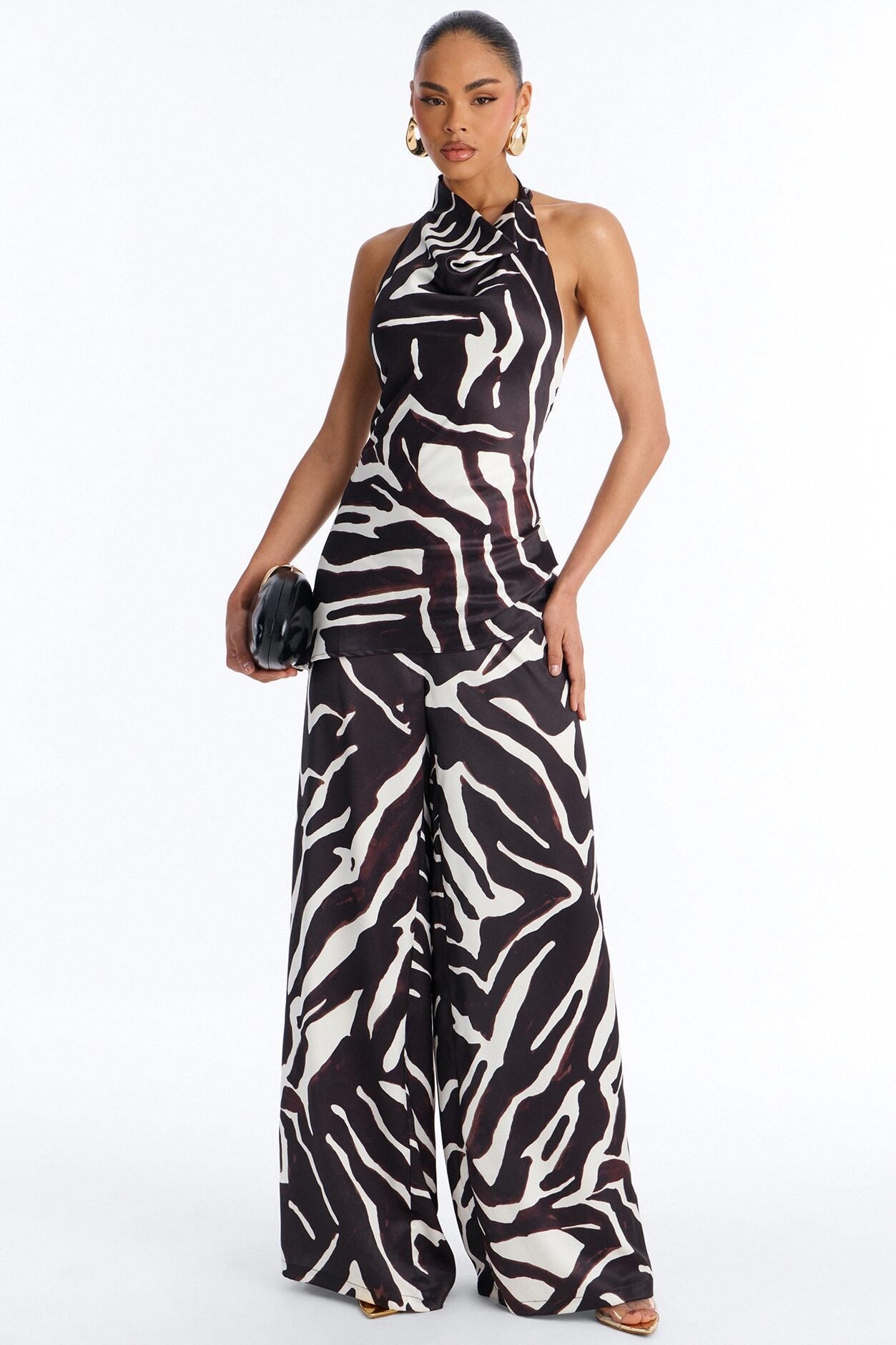 Mali Zebra Wide Leg Jumpsuit - Brown image 1