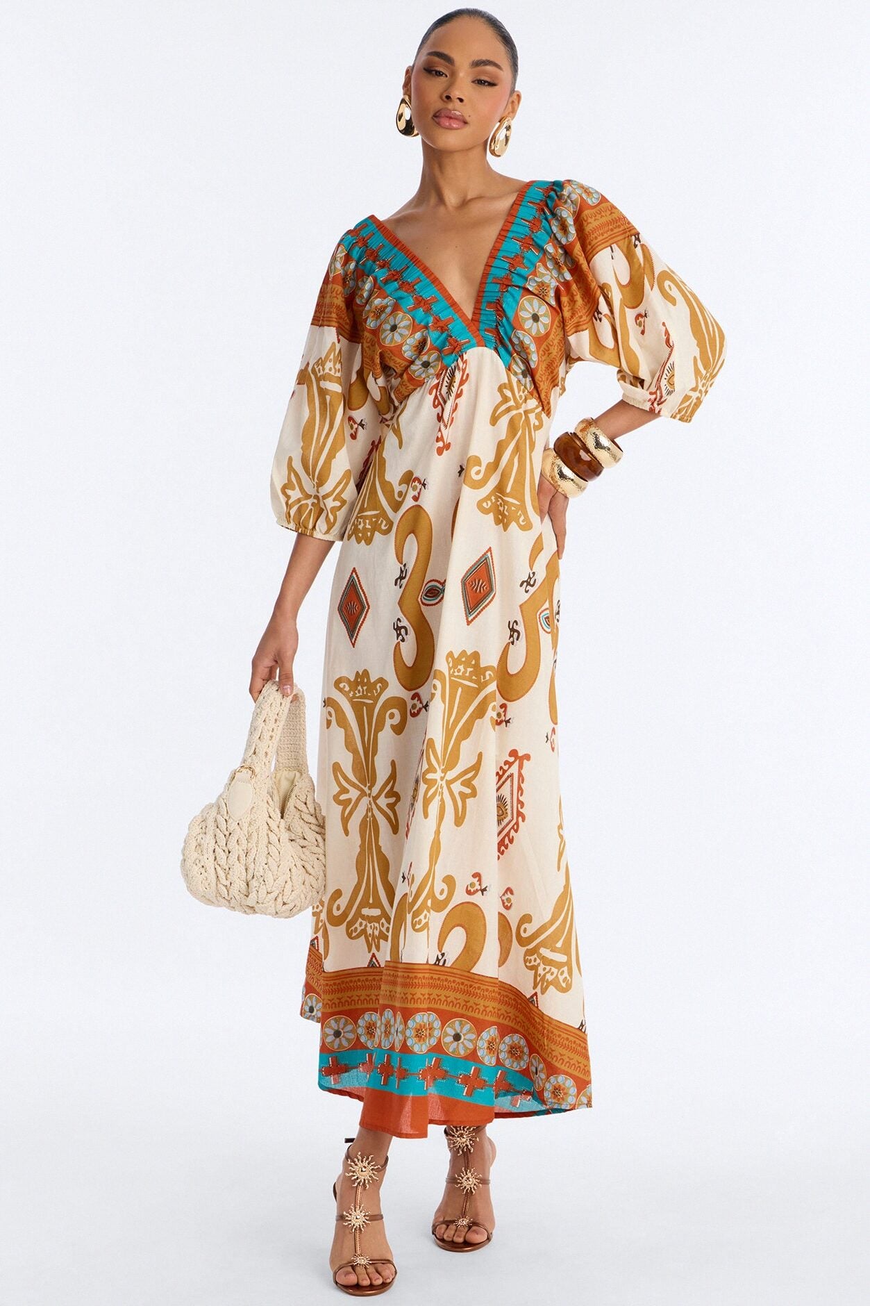 Kayla Printed Maxi Dress - Ivory/combo image 1