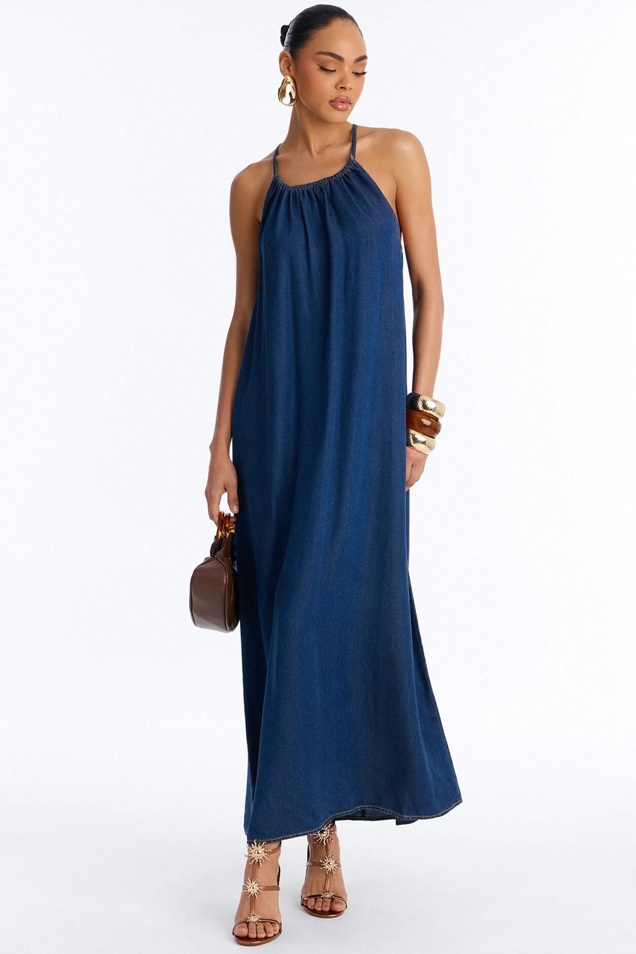 Daytime Chic Denim Maxi Dress - Dark Wash image 1