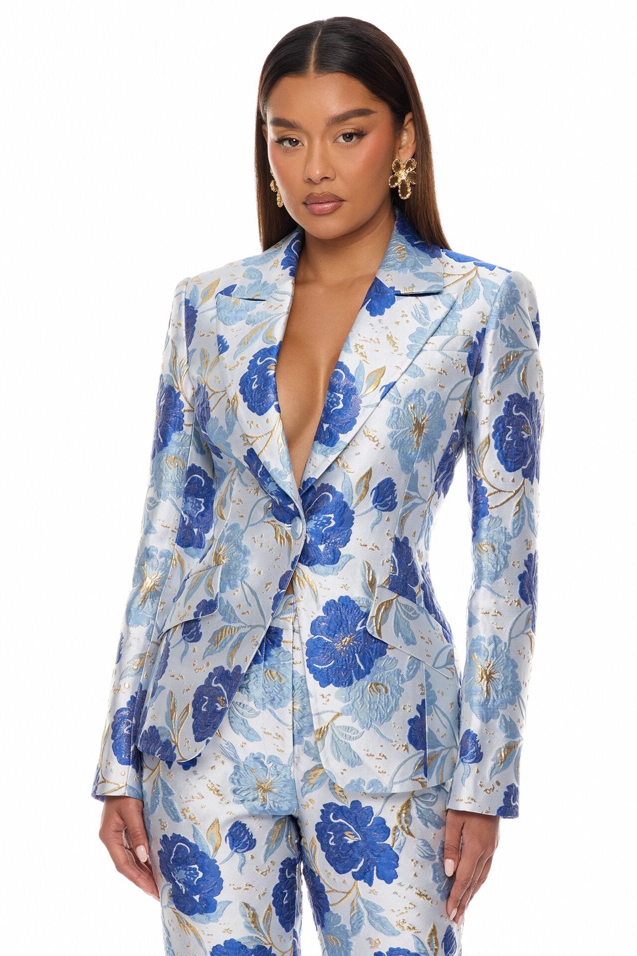 Florencia Jacquard Pant Set - Blue/combo image 1