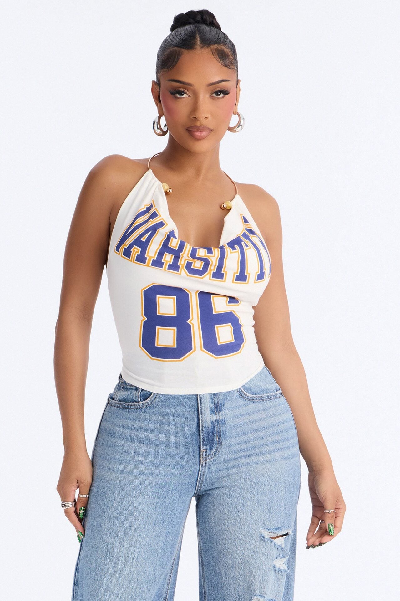 Varsity 86 Halter Top - White image 1