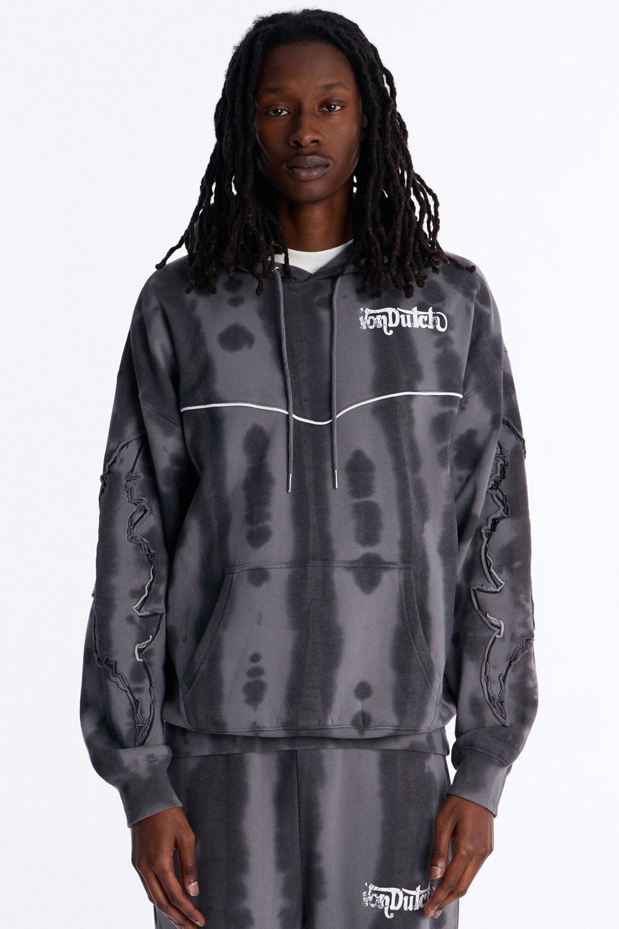 Von Dutch Outlaw Raw Edge Hoodie - Charcoal image 1