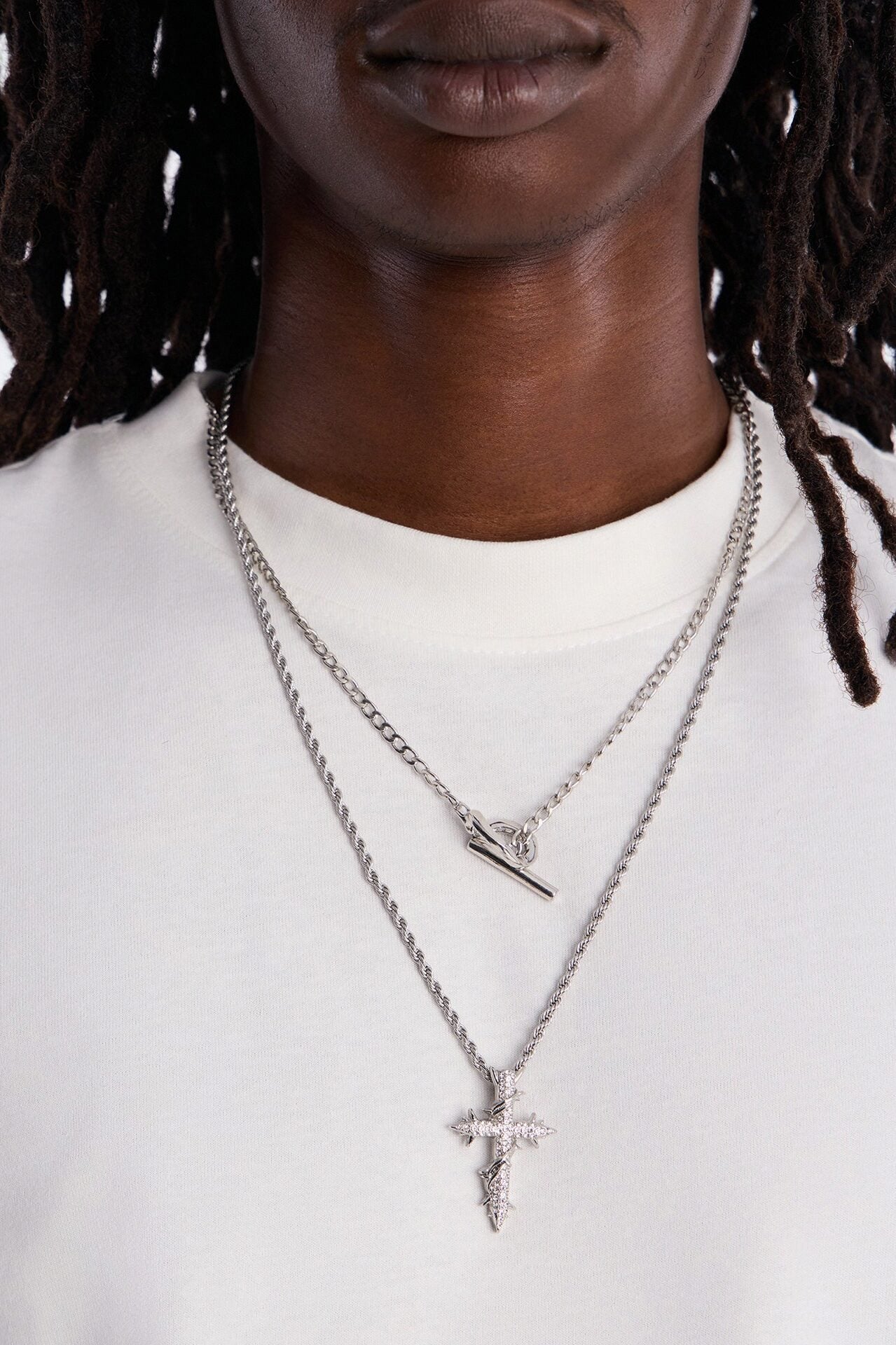 Barbed Creed of Armor Necklace Set - Silver image 1