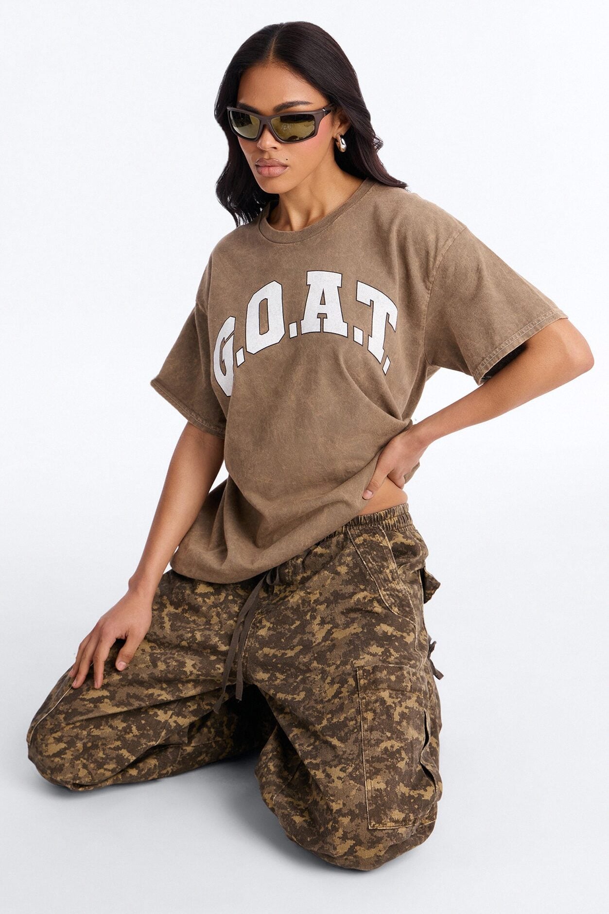 GOAT Washed Tee - Brown image 1