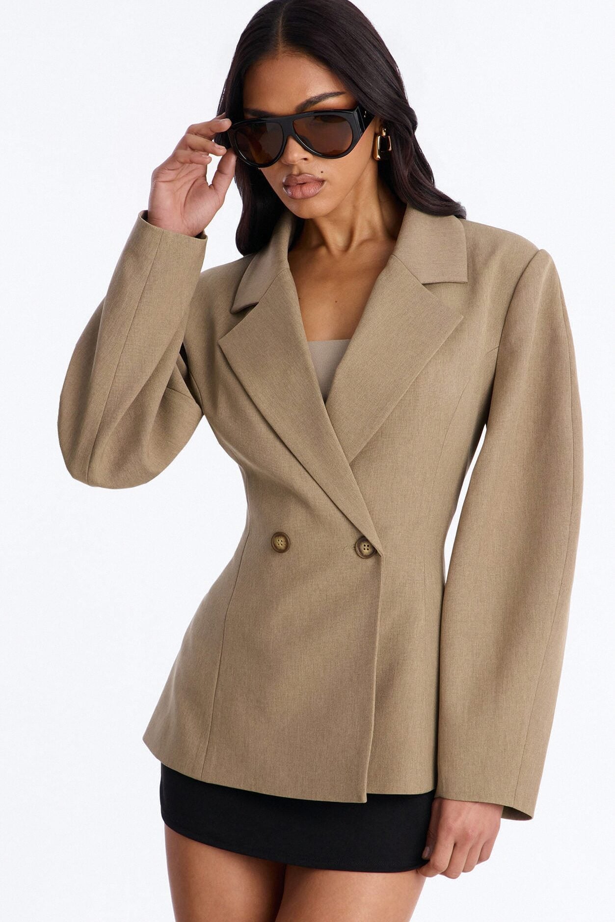 The Hills Oversized Barrel Sleeve Blazer - Caffe image 1