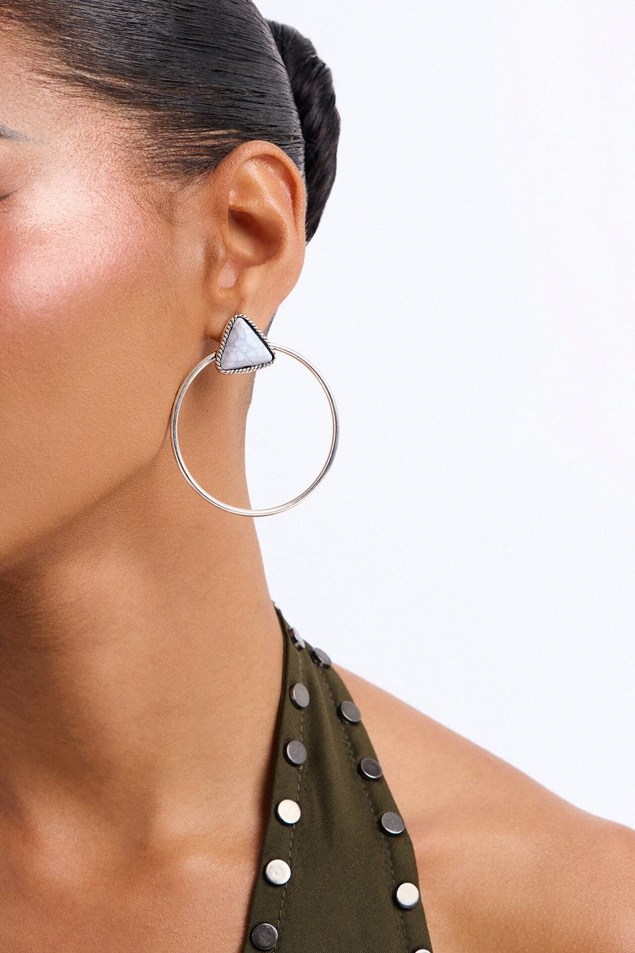 Iris Stone Drop Earrings - Silver image 1