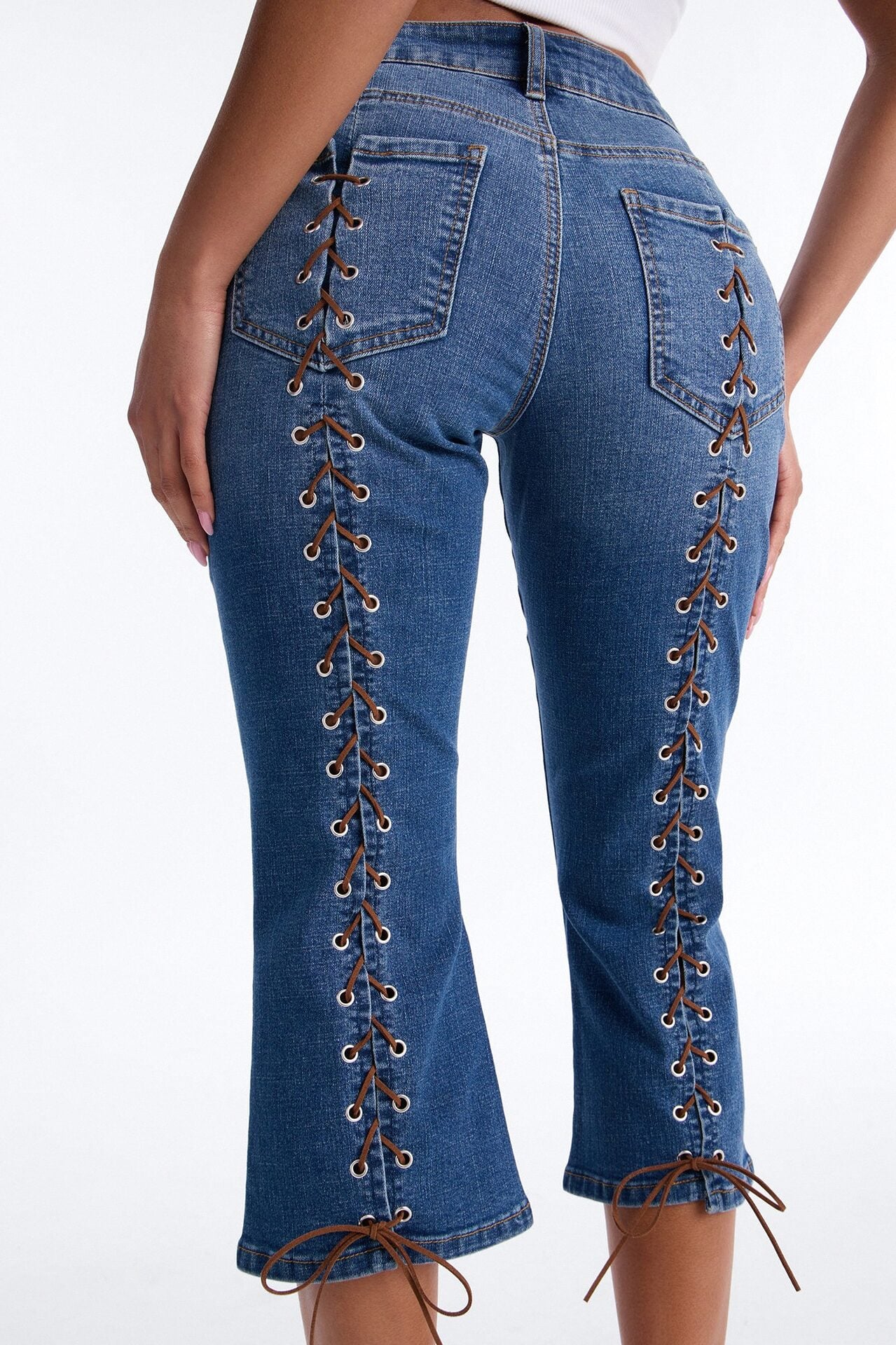 String Me Along Low Rise Capri Jeans - Dark Wash image 1