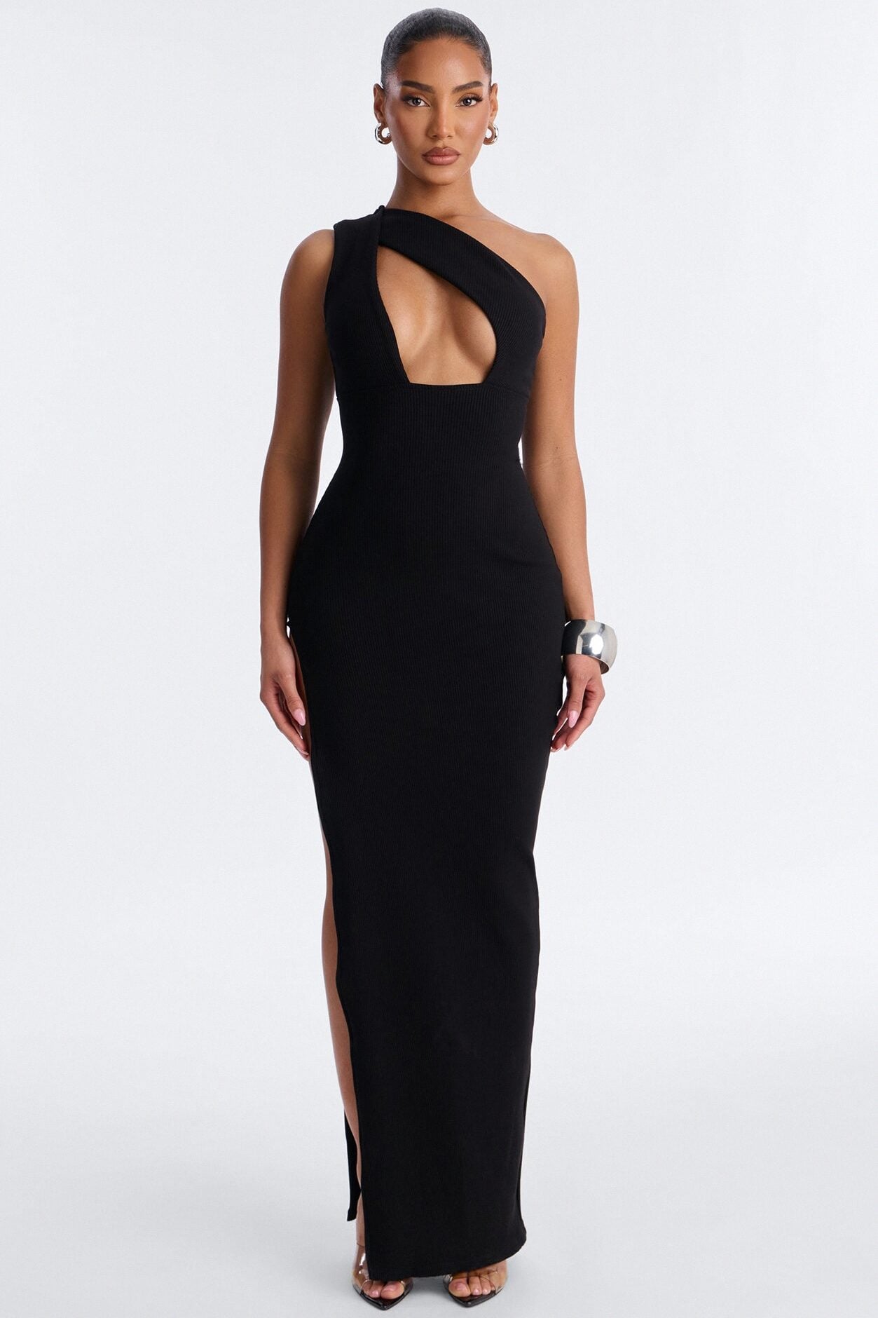 Scarlett Snatched High Slit Maxi Dress - Black image 1