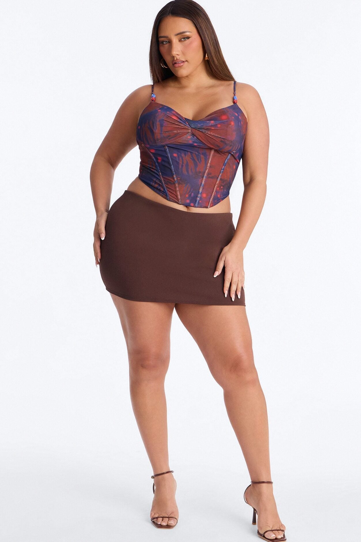 Surreal Feeling Mesh Beaded Corset Top - Blue/combo image 1