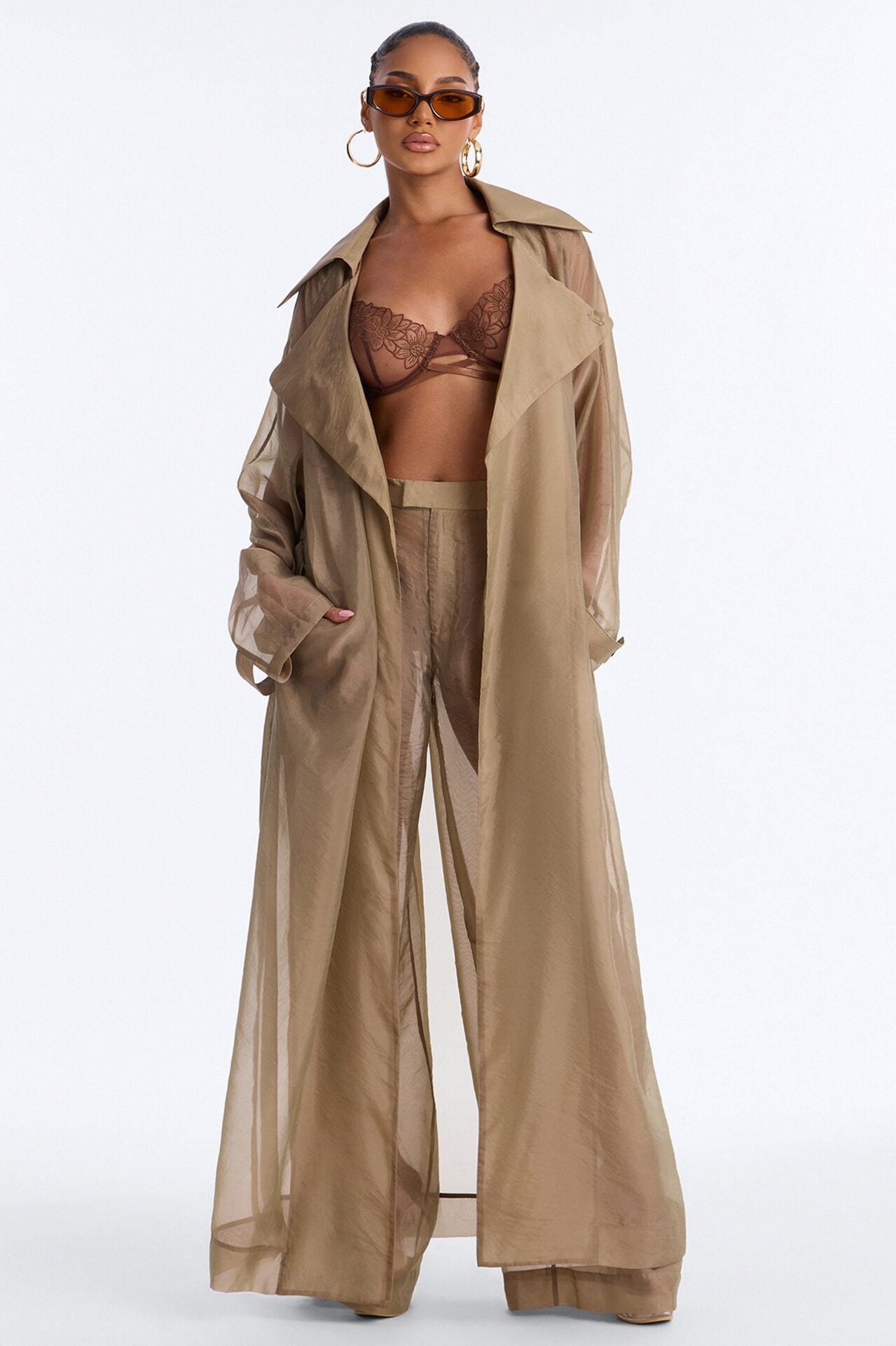 Celine Organza Trench Coat - Olive image 1