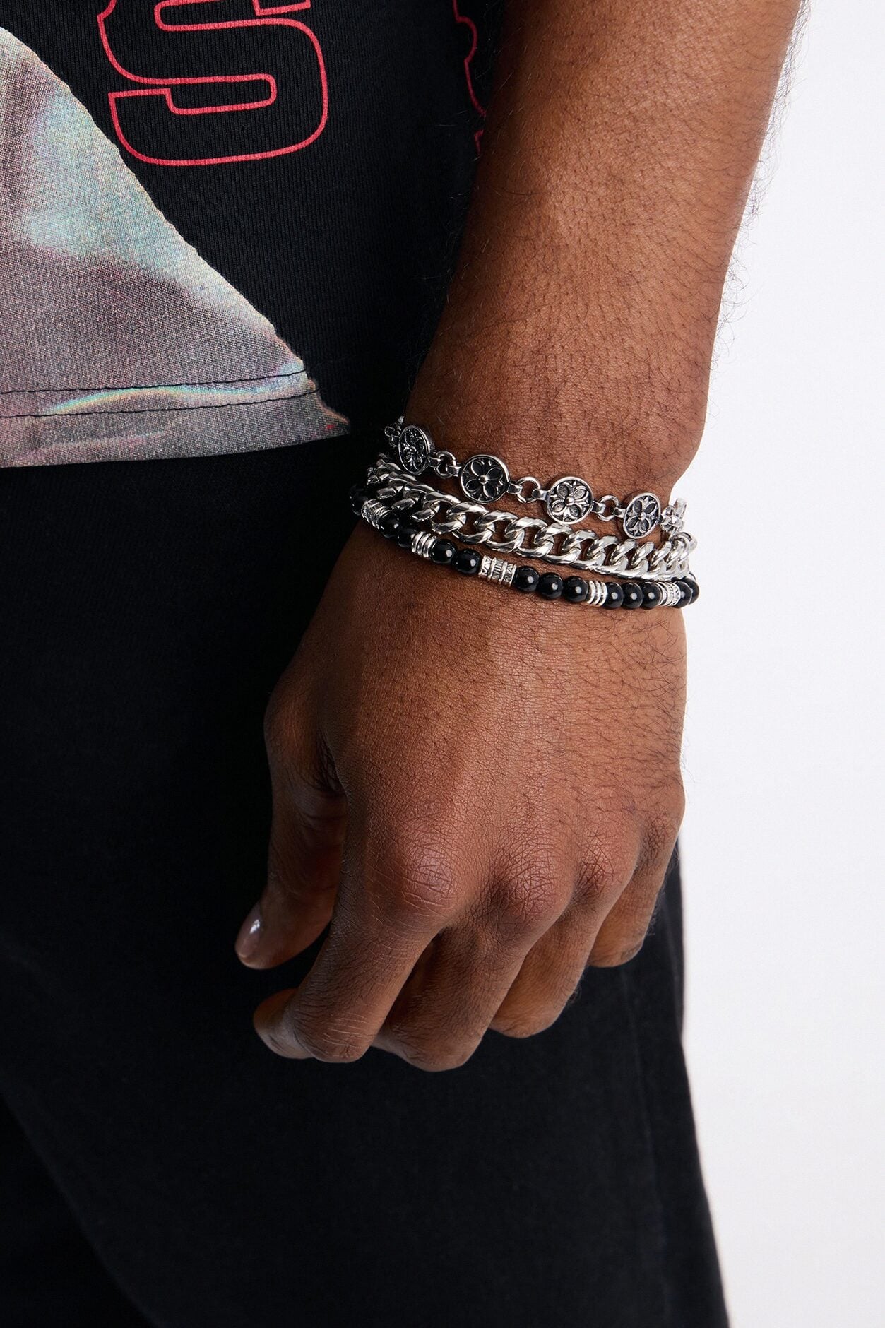 Midnight Iron Faith Bracelet Set - Silver image 1