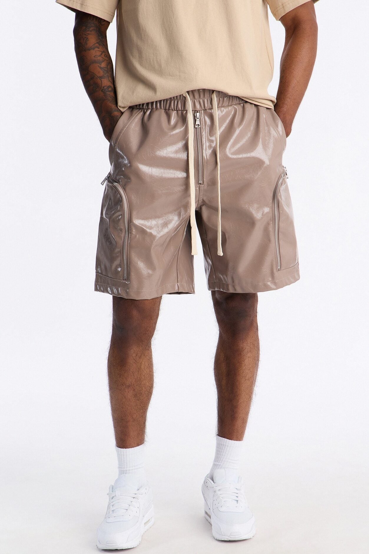 Relaxed Concordia Faux Leather Short - Brown image 1