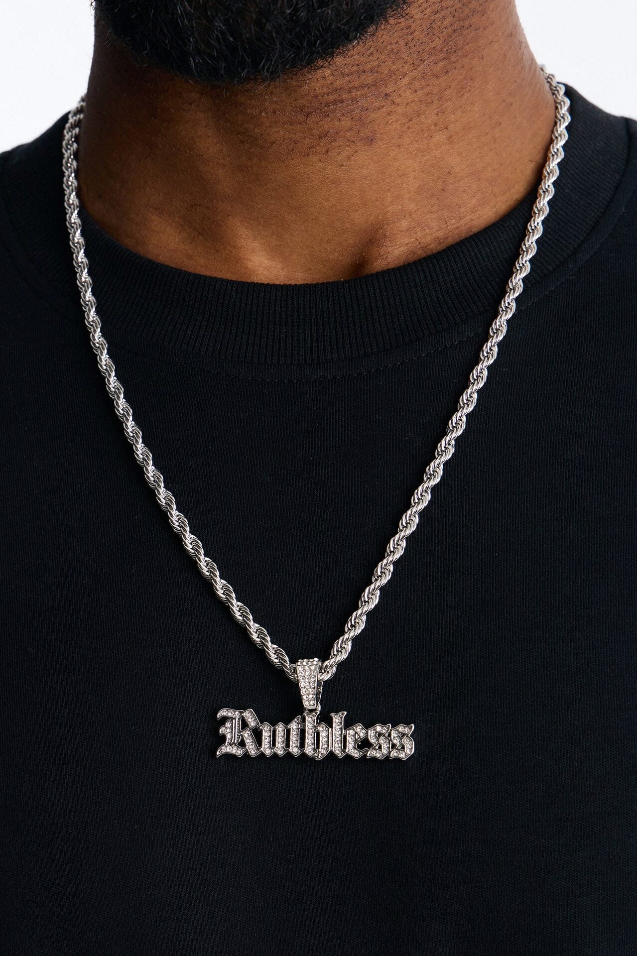 Ruthless Iced Rope Chain Necklace - Silver image 1