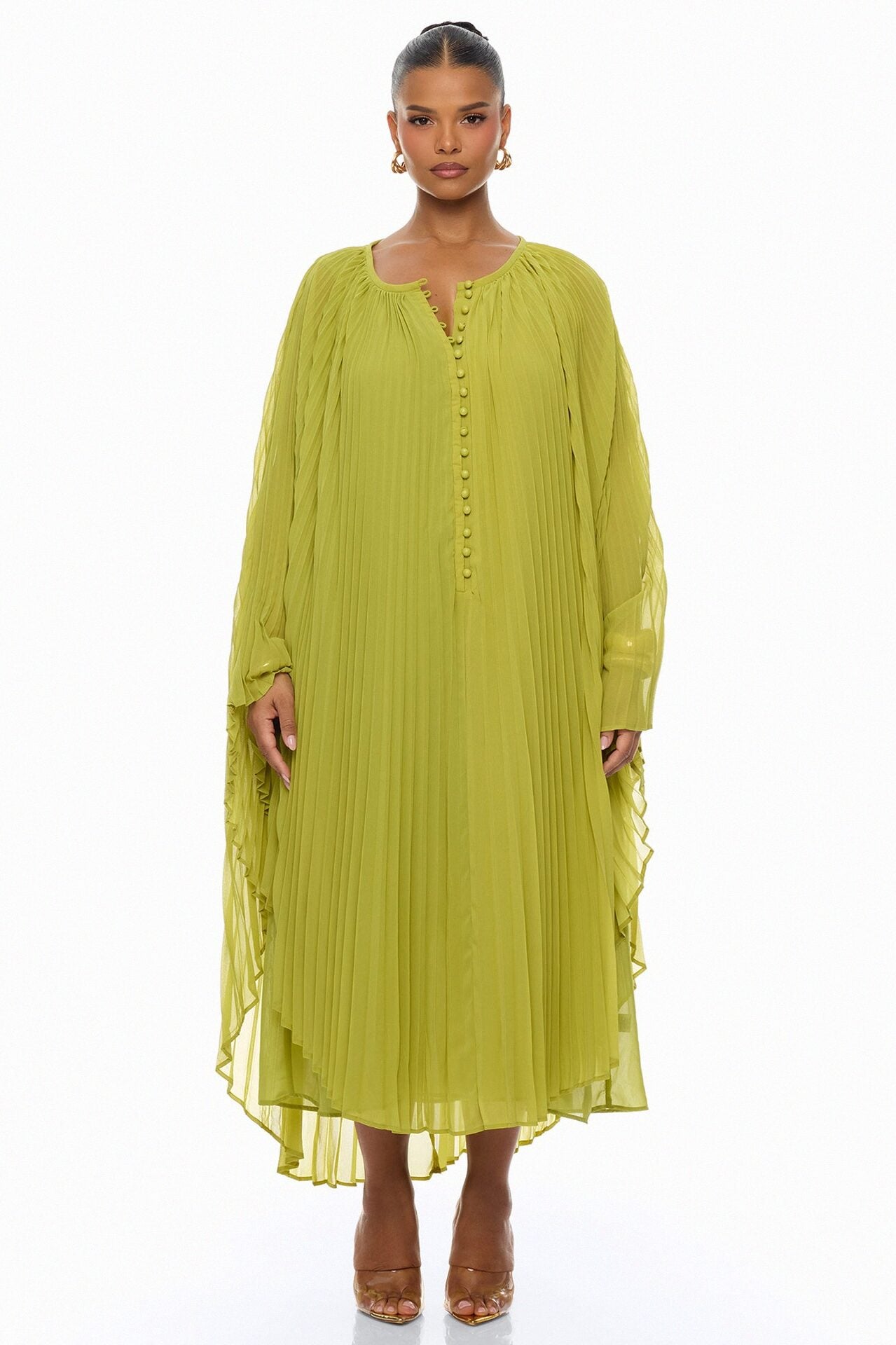 Aviana Pleated Maxi Dress - Chartreuse image 1