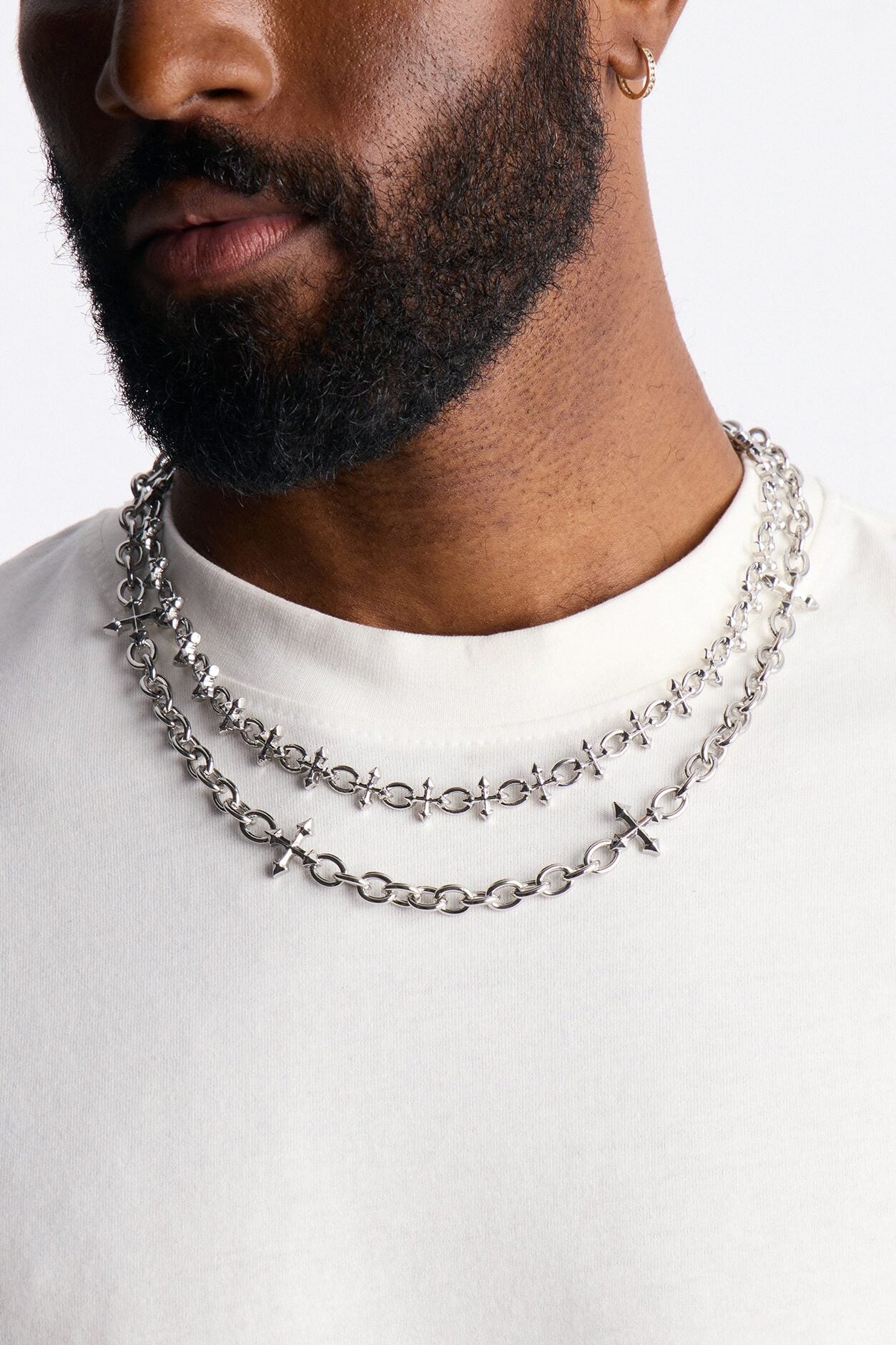 Gothic Cross Necklace Set - Silver image 1