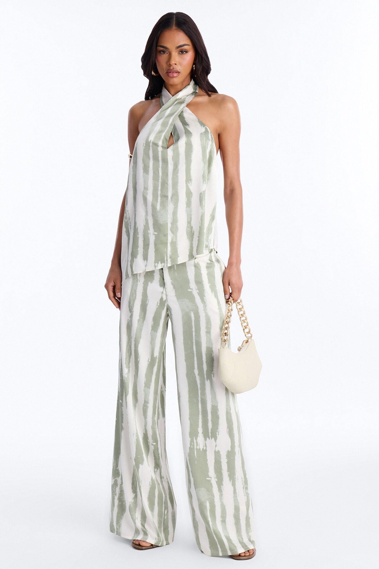 Glimmer Muse Halter Pant Set - Green/combo image 1