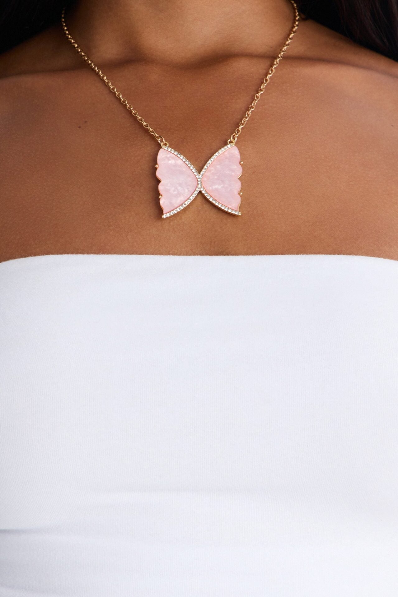Butterfly Beauty Necklace - Gold/Pink image 1