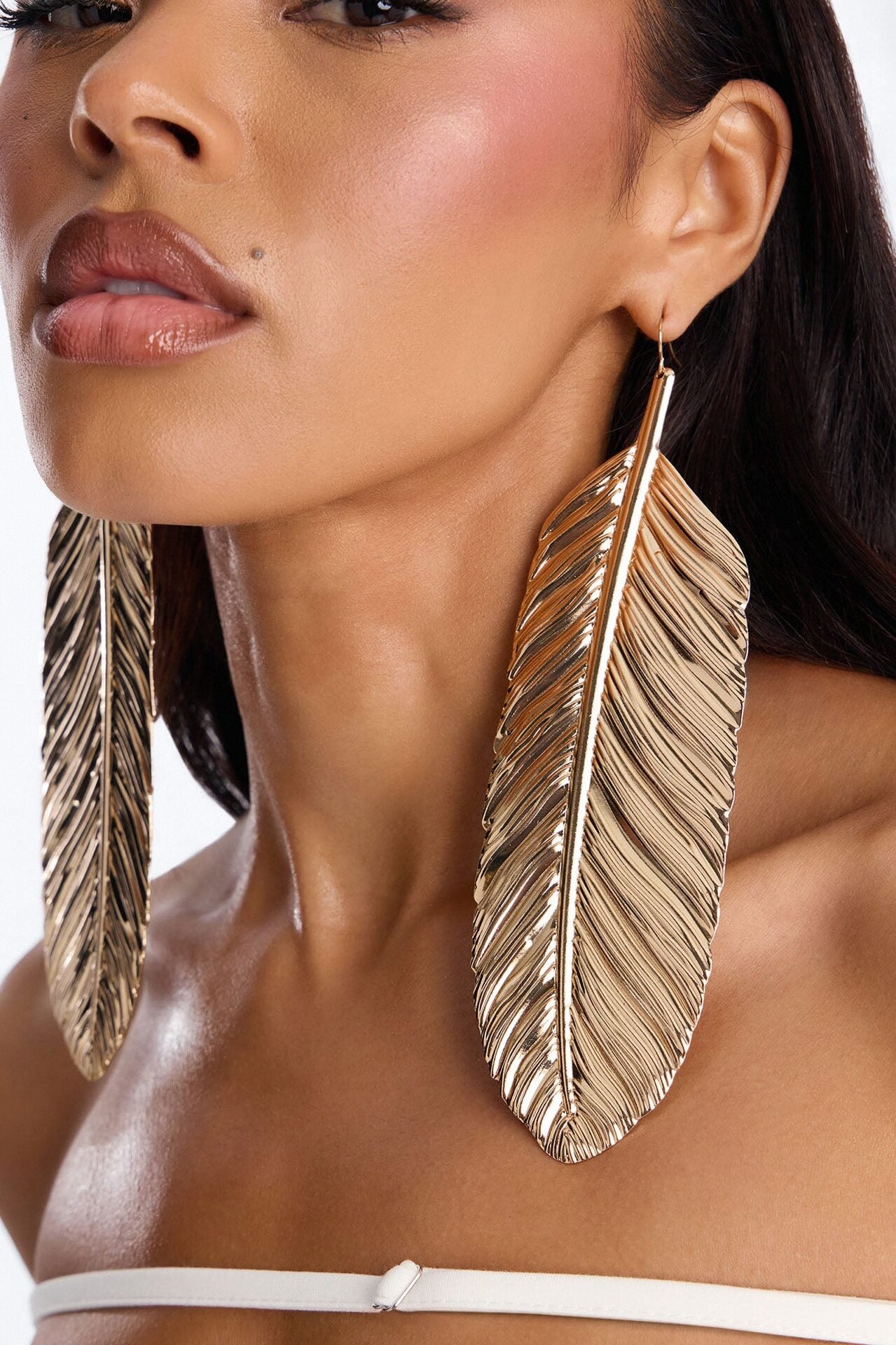 Willow Leaf Drop Earrings - Gold image 1