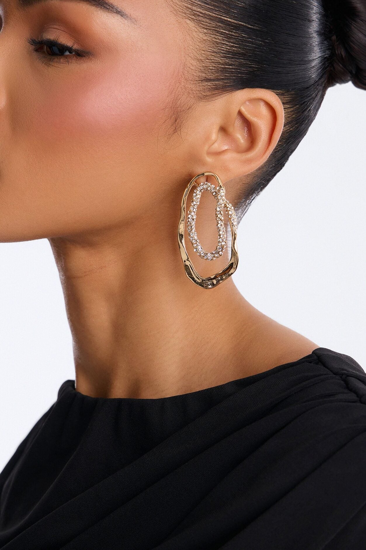 Rhinestone Orbit Earrings - Gold image 1