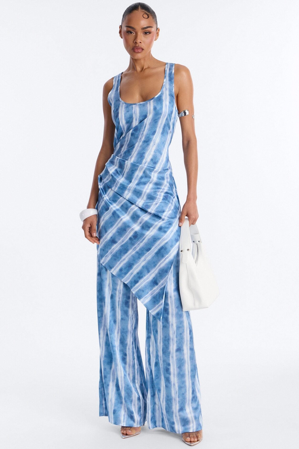 Pacific Blue Satin Pant Set - Blue image 1