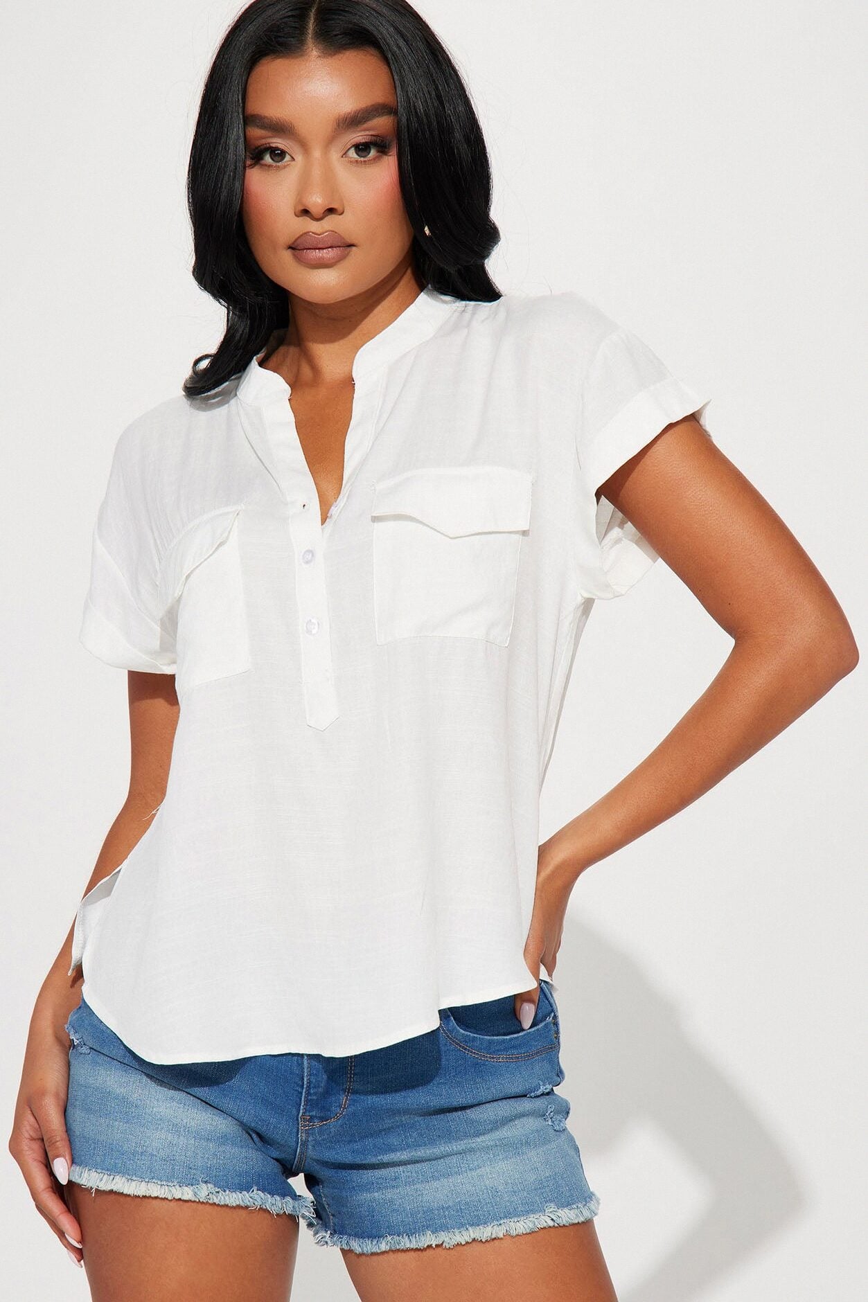 Always Carried Away Linen Top - Off White image 1