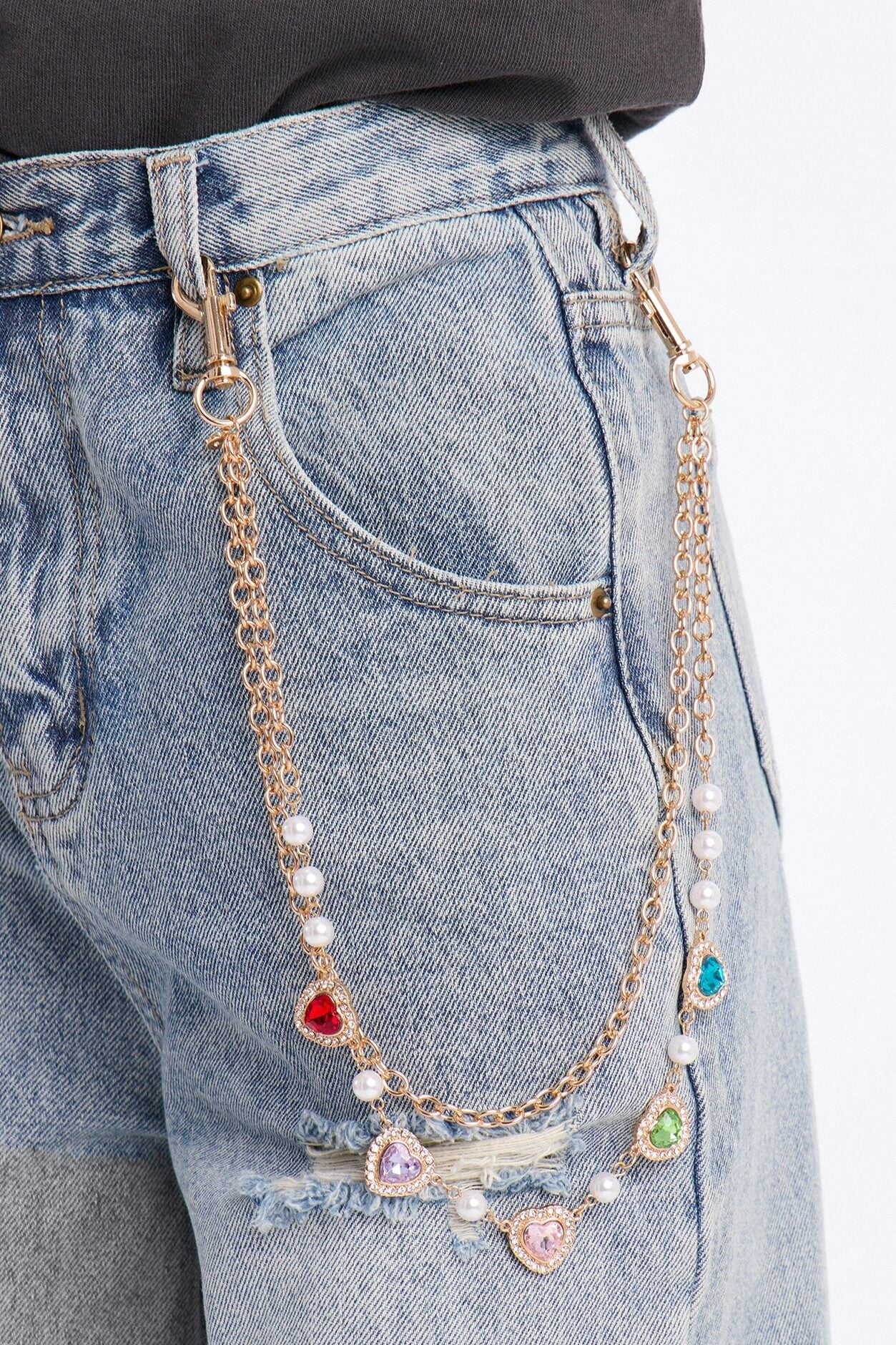 Mini Heart To Heart Layered Pant Chain - Gold image 1