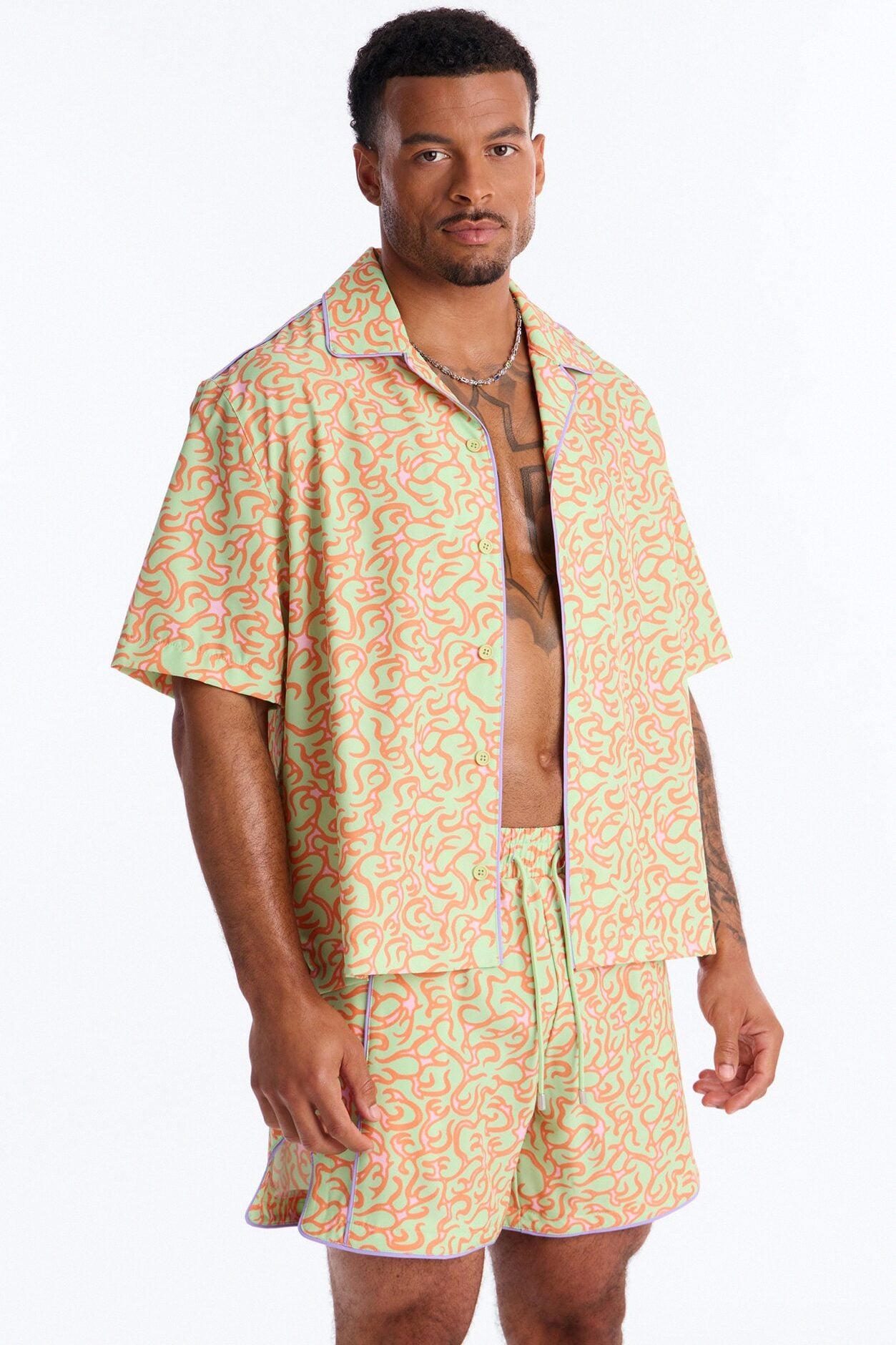 Relaxed Spring Break Fling Cuban Collar Button Up Shirt - Multi Color image 1