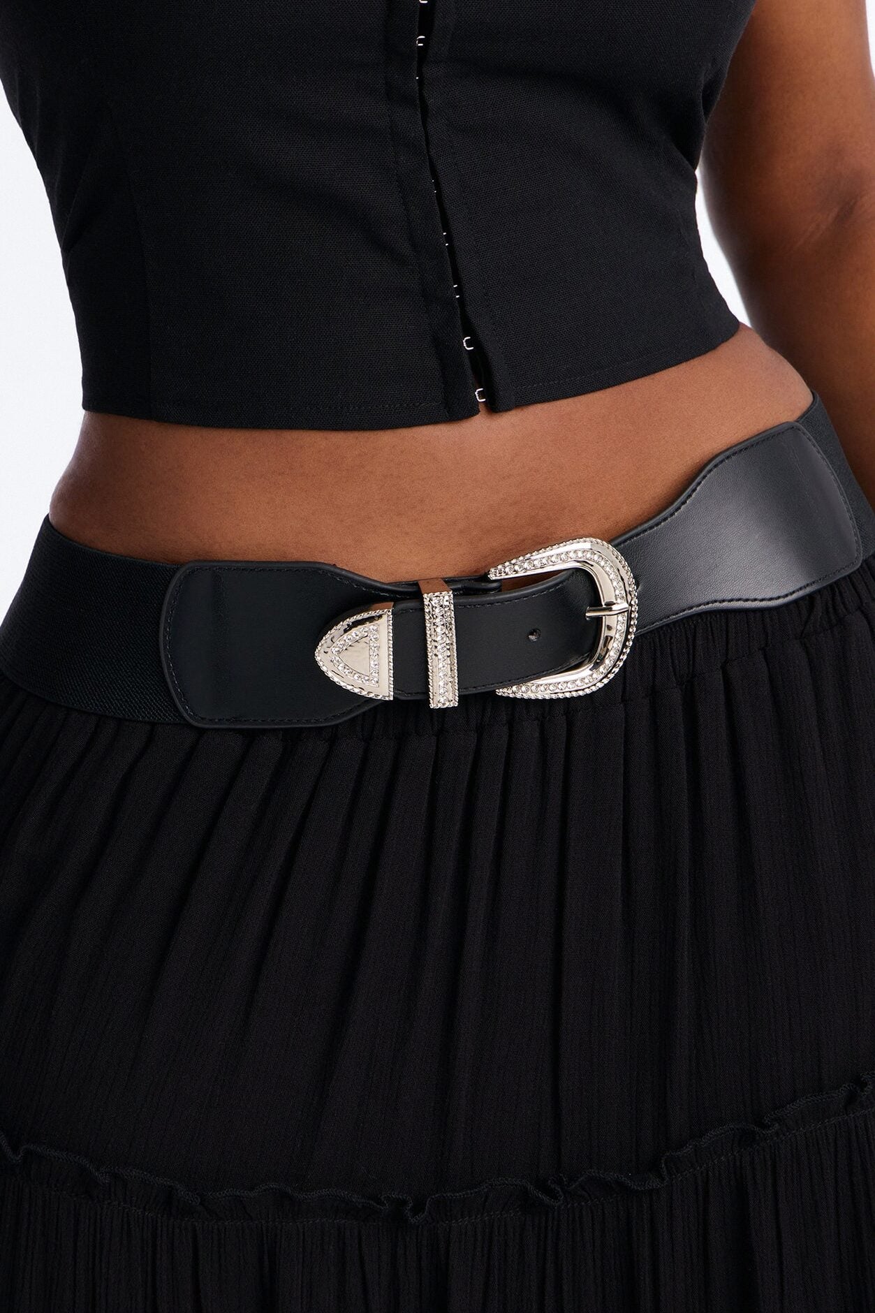 True Feelings Wide Stretch Belt - Black image 1
