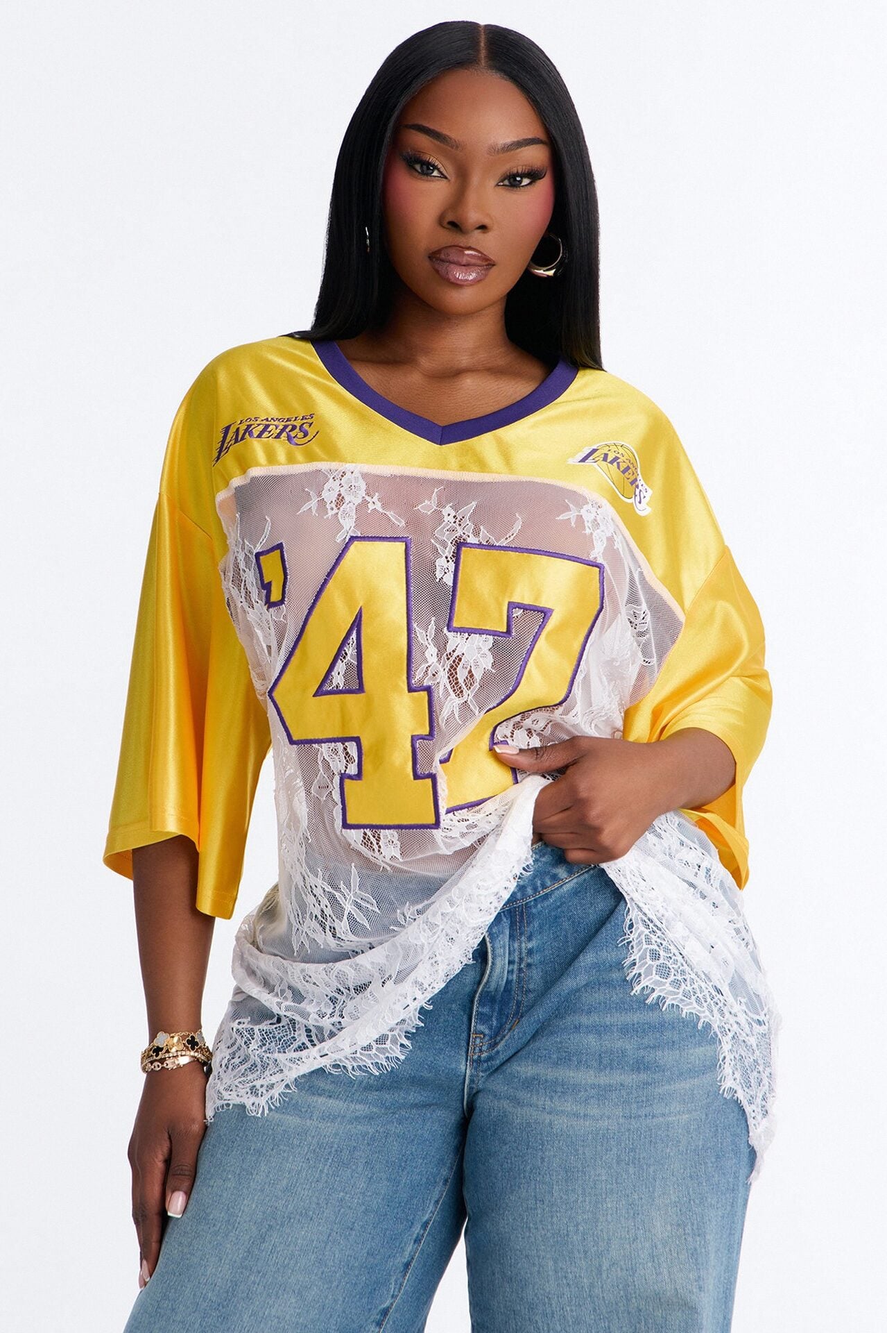 NBA LA Lakers Lace Top - White image 1