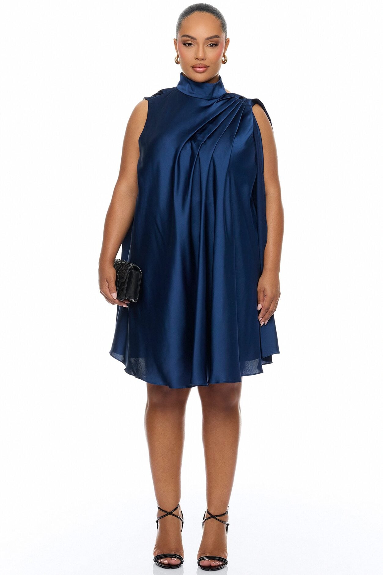 Rachelle Draped Satin Mini Dress - Navy image 1