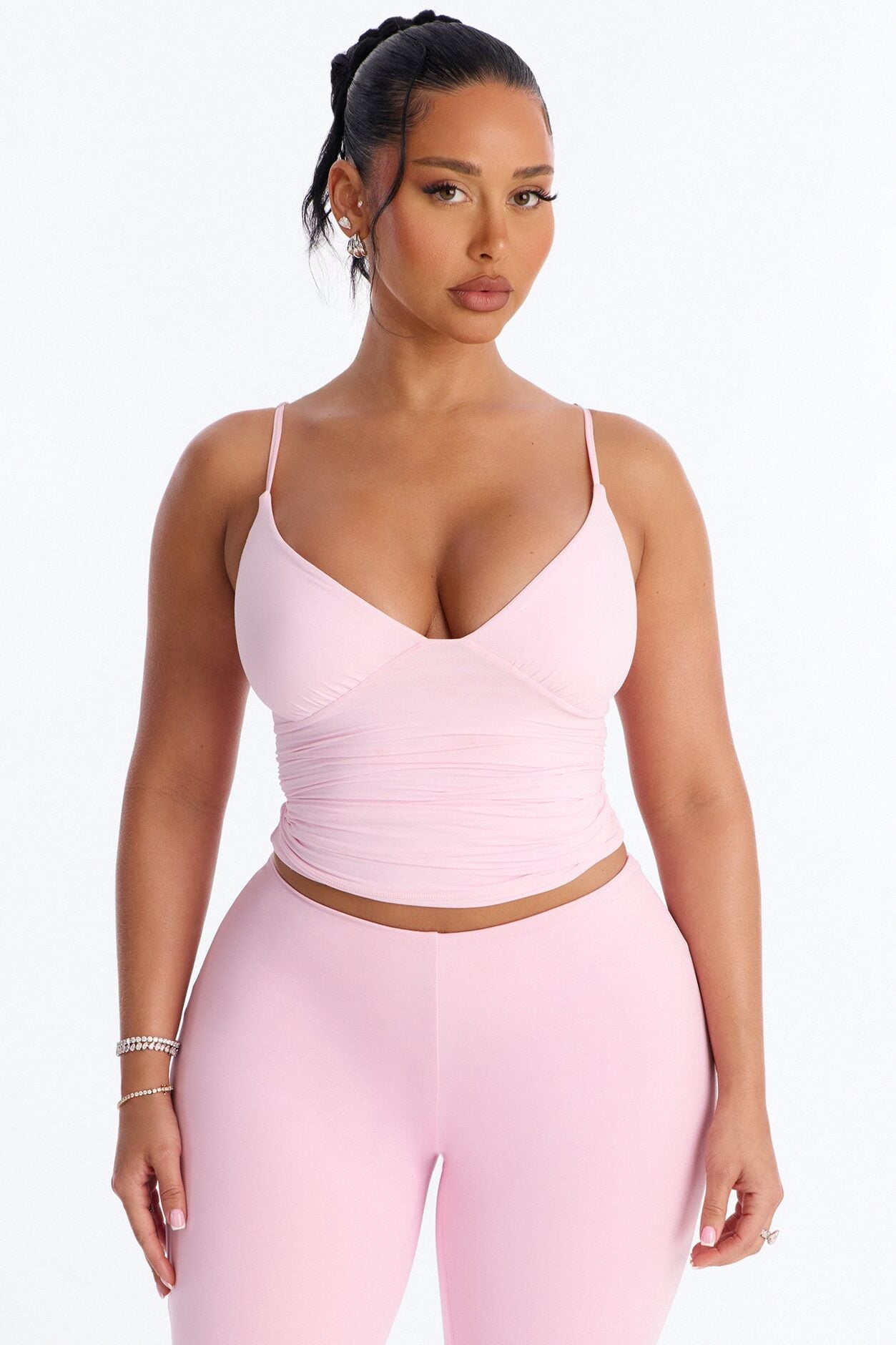 Second Skin Bra Pad V Neck Cami - Light Pink image 1