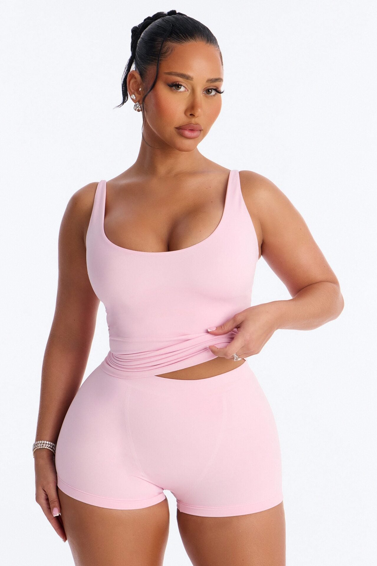 Seamless Smooth Double Lined Scoop Neck Cami Top - Light Pink image 1