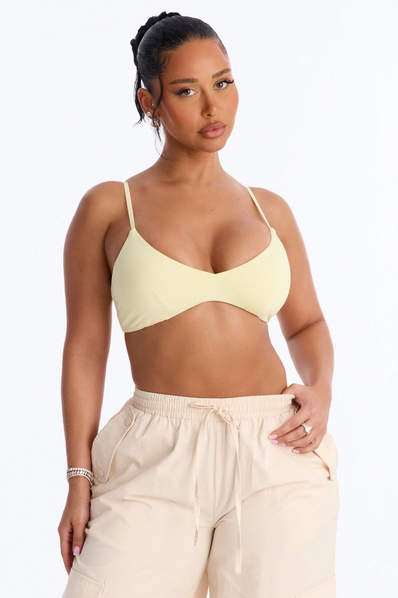 Second Skin Scoop Neck Spaghetti Strap Bra Top - Yellow image 1