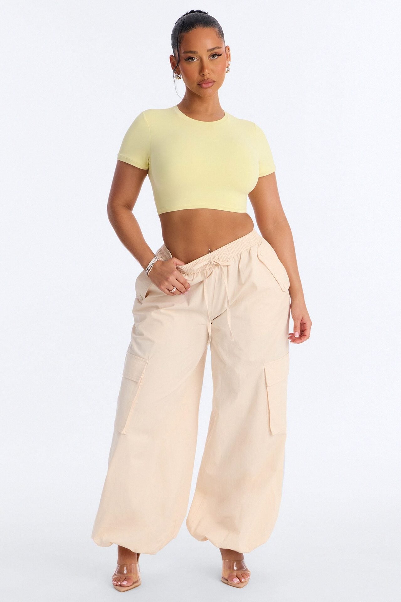 Second Skin Double Lined Super Cropped Tee - Yellow image 1