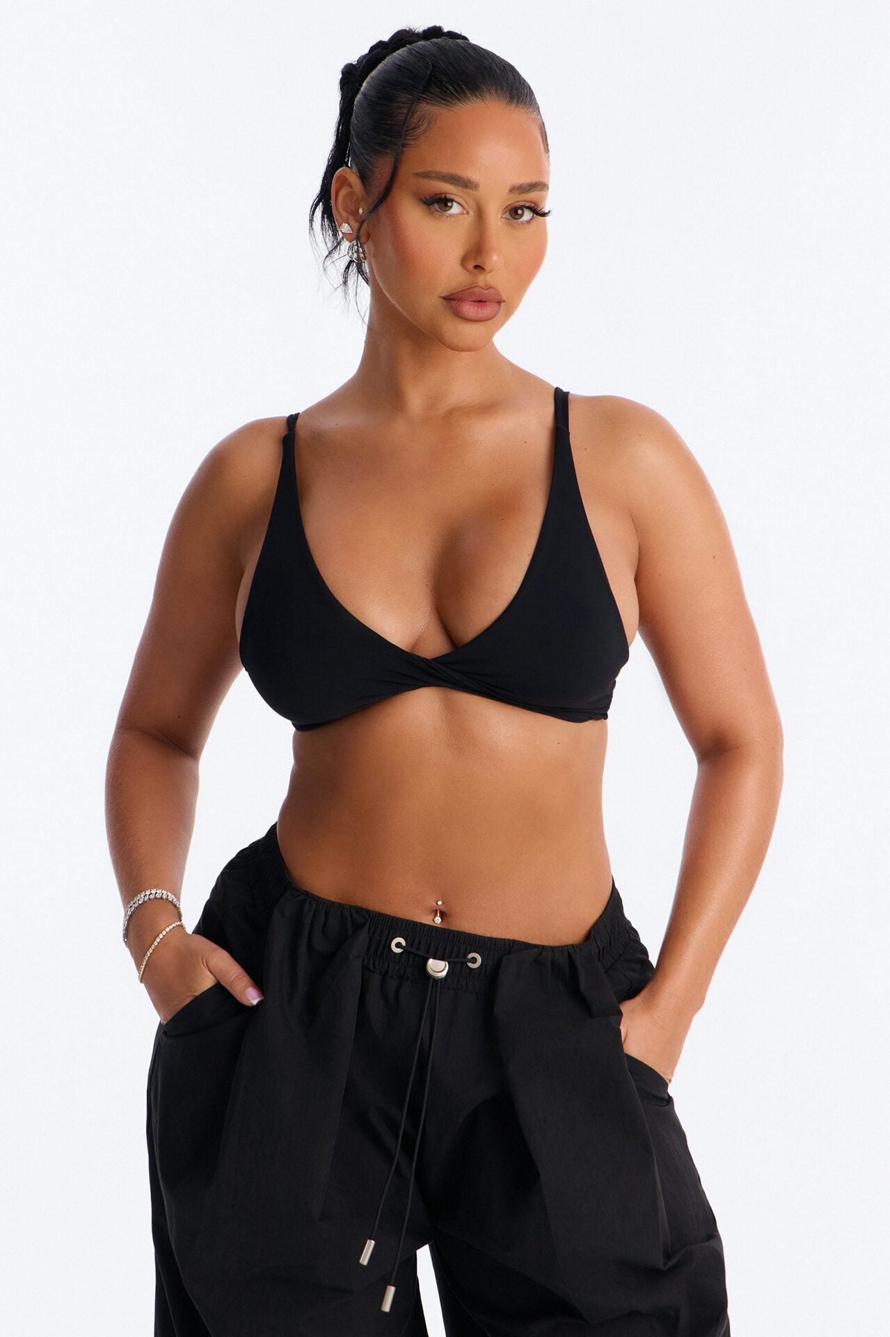 Second Skin Deep V Neck Bra Top - Black image 1